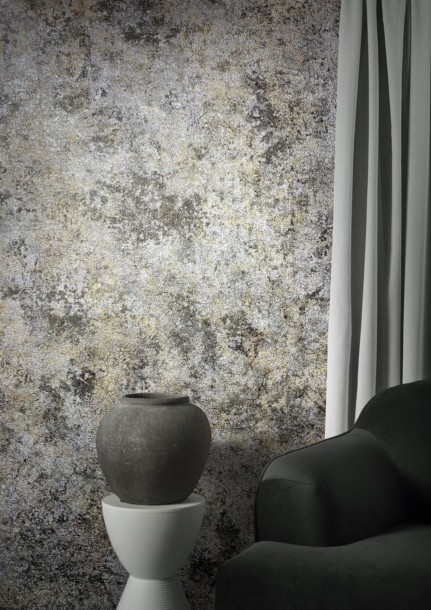 Industrial wallpaper in silver grey color - pattern number AI95019 - by Galerie in the Air collection
