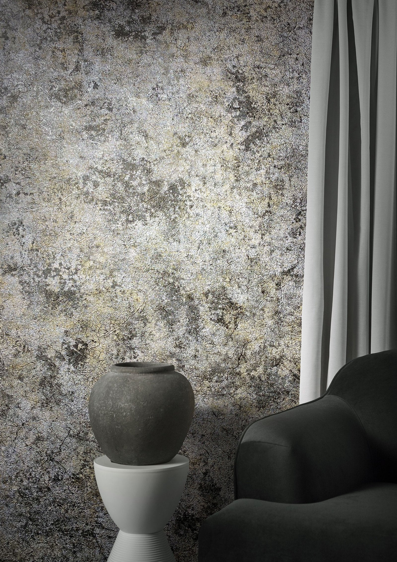 Industrial wallpaper in silver grey color - pattern number AI95019 - by Galerie in the Air collection