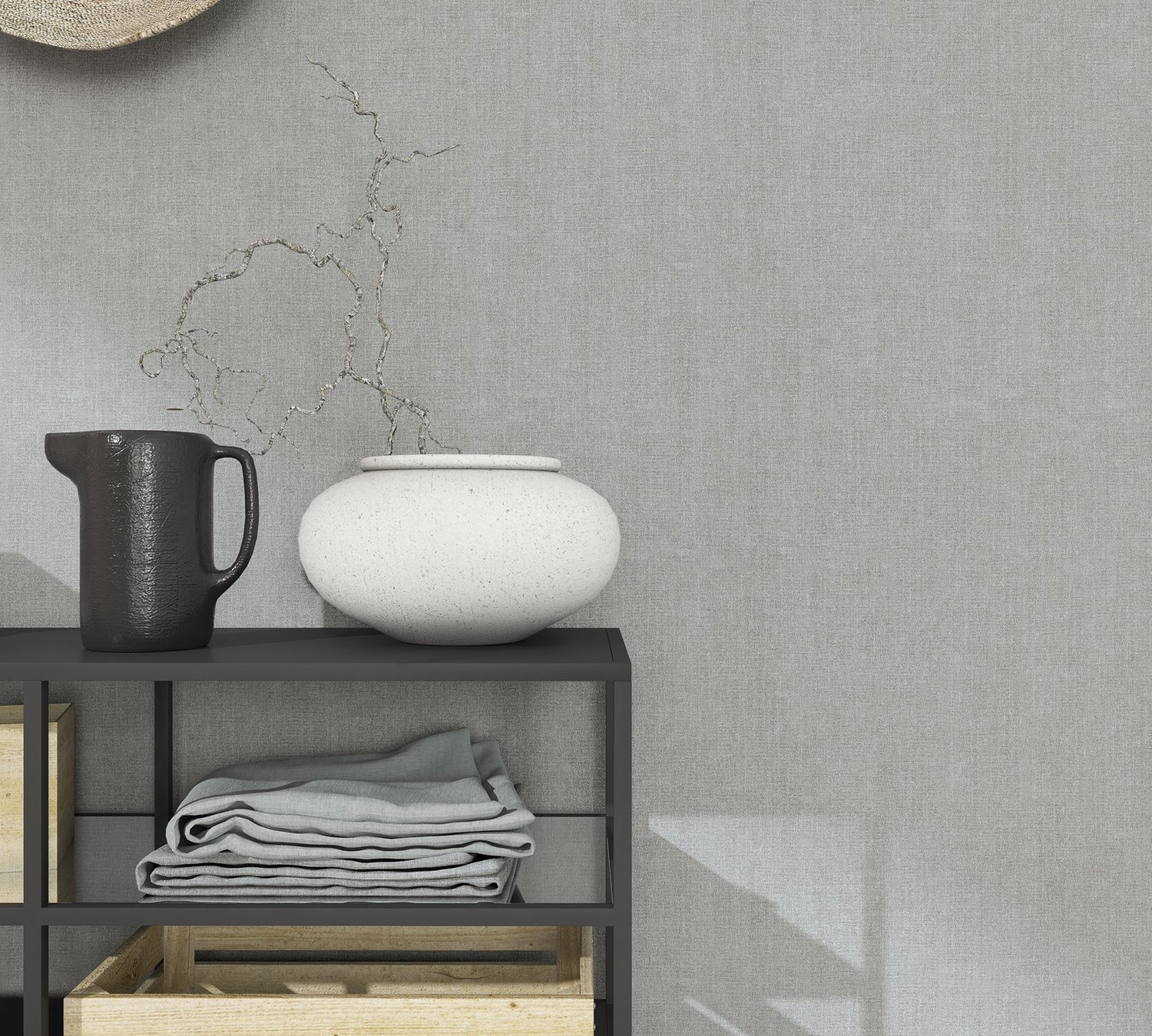 Plain Texture wallpaper in silver grey color - pattern number AI95022 - by Galerie in the Air collection