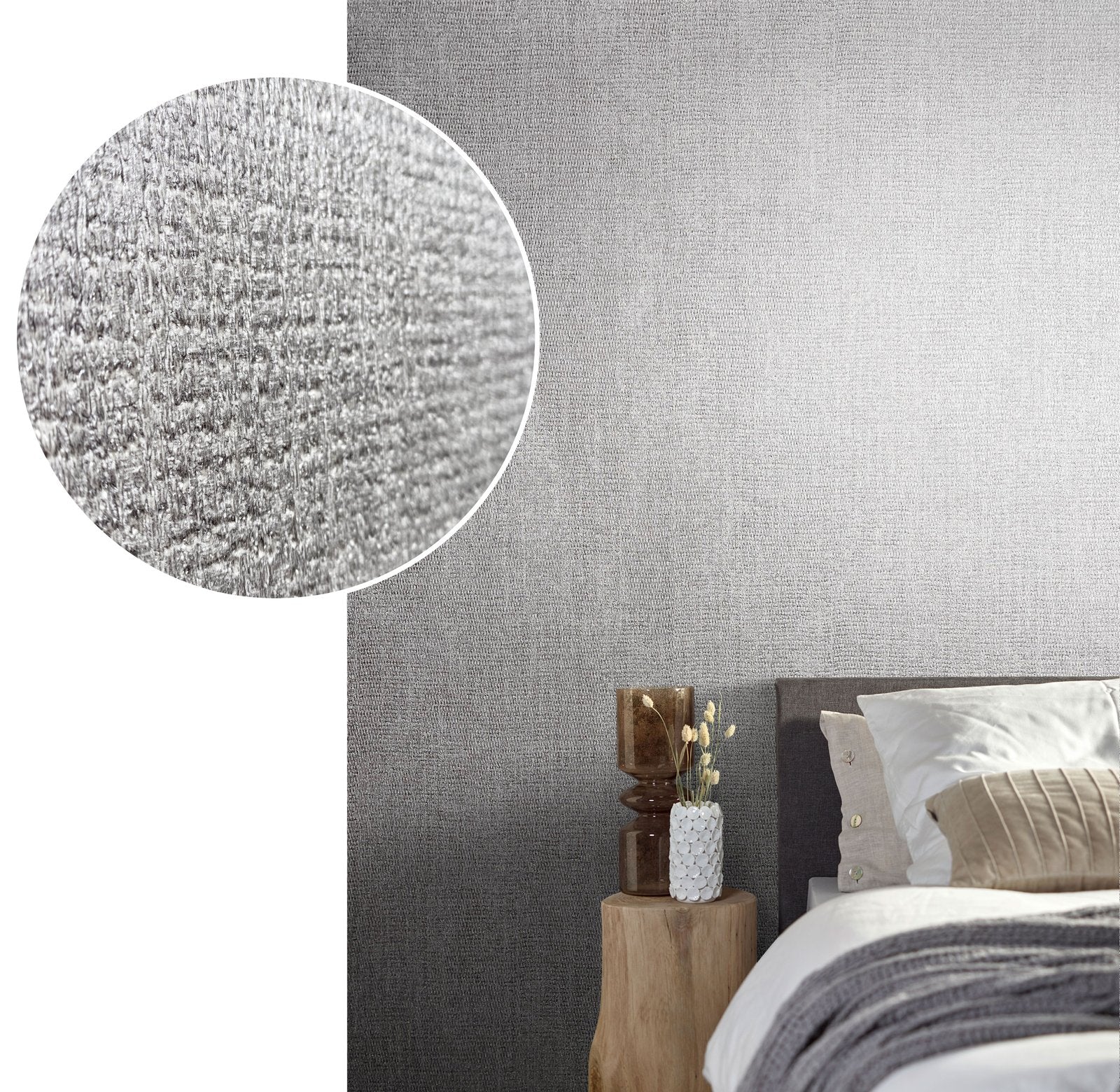 Plain Texture wallpaper in silver grey color - pattern number AI95022 - by Galerie in the Air collection
