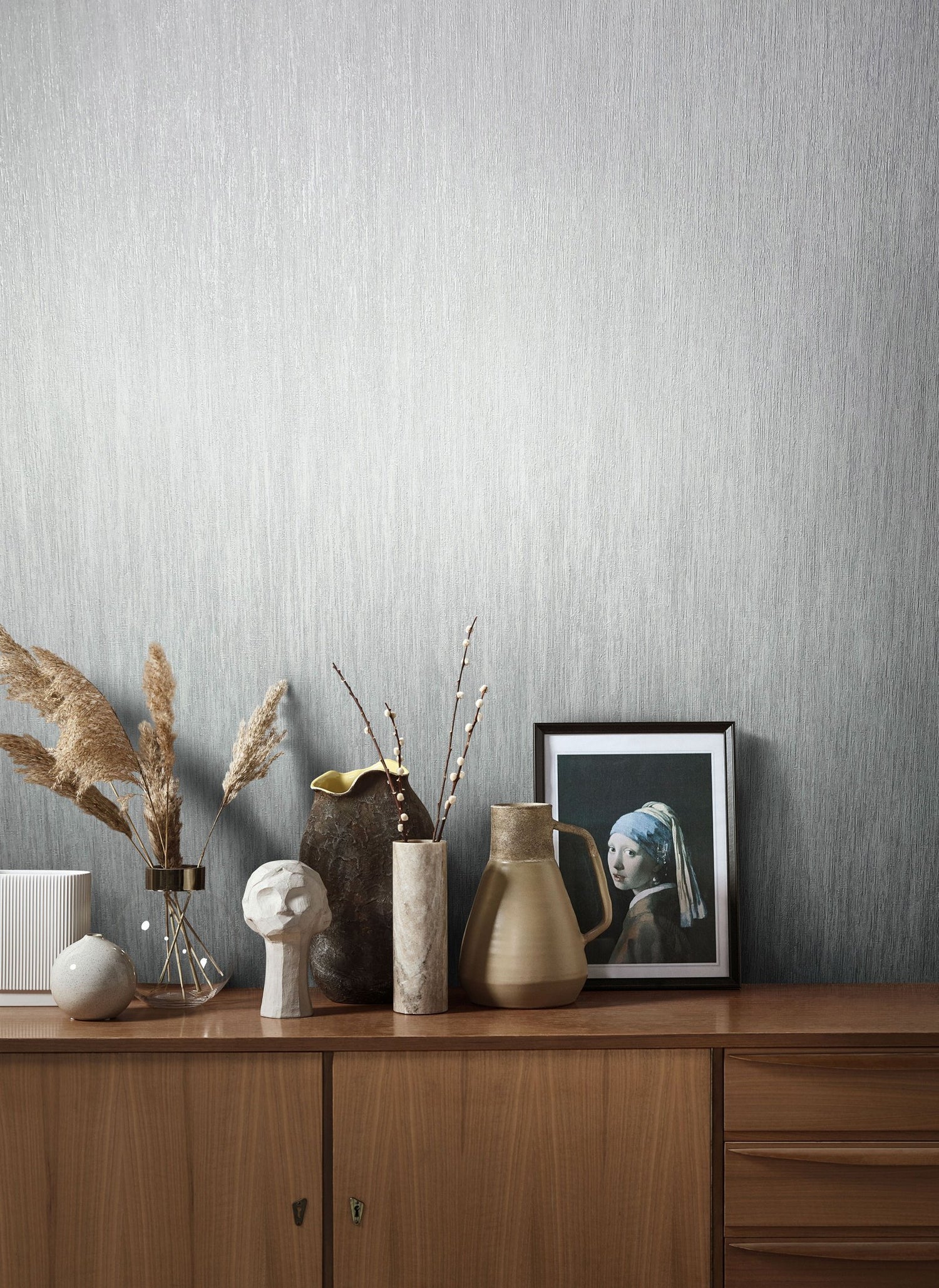 Plain Texture wallpaper in silver grey color - pattern number AI95029 - by Galerie in the Air collection