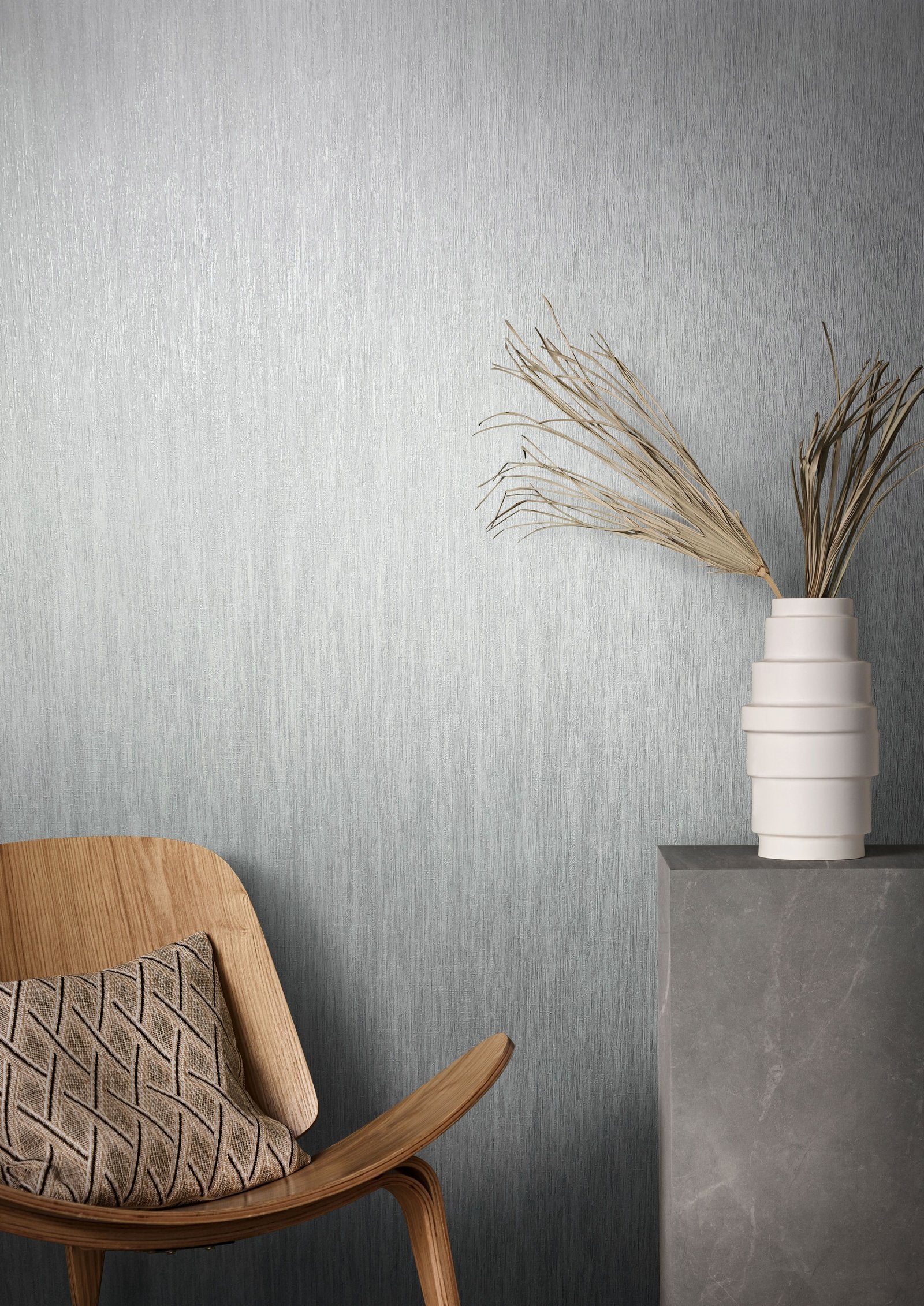 Plain Texture wallpaper in silver grey color - pattern number AI95029 - by Galerie in the Air collection