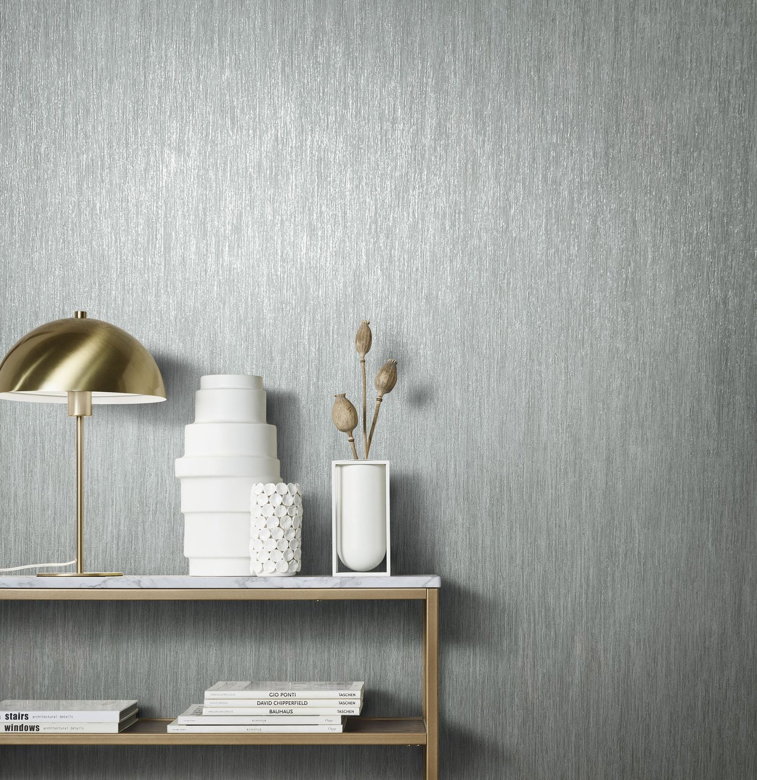 Plain Texture wallpaper in silver grey color - pattern number AI95031 - by Galerie in the Air collection
