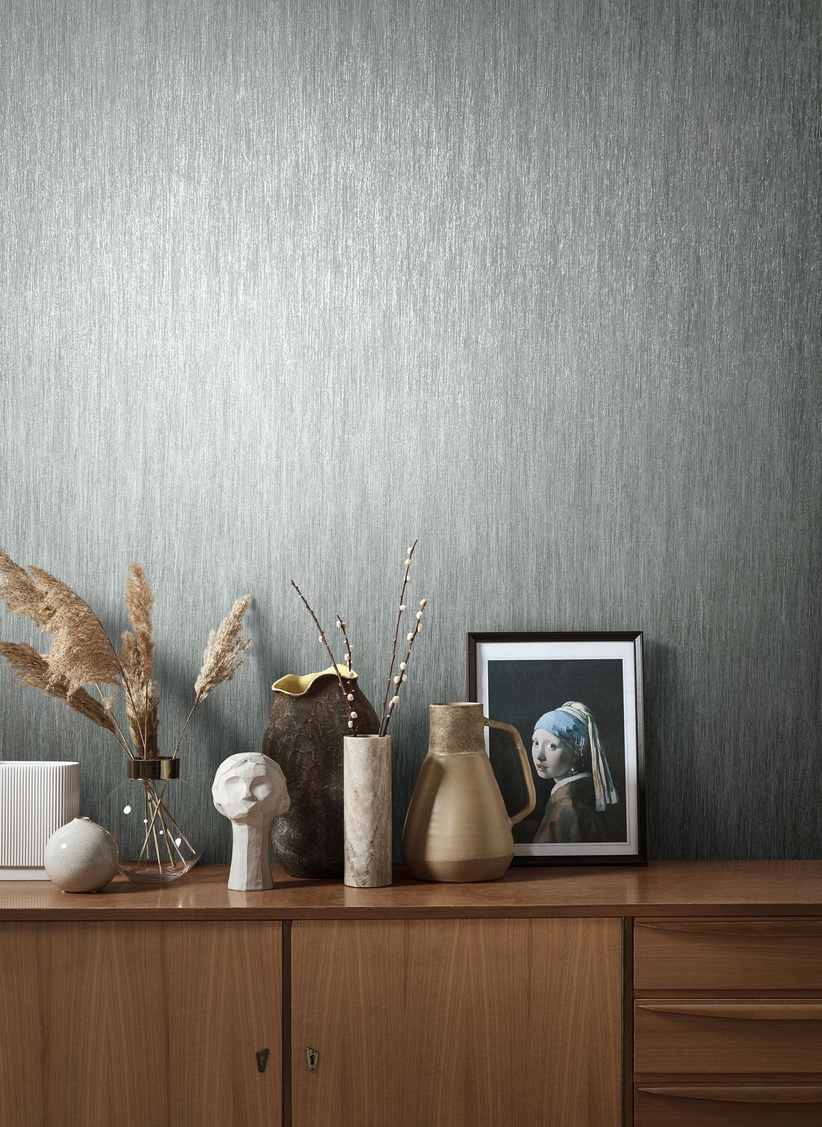 Plain Texture wallpaper in silver grey color - pattern number AI95031 - by Galerie in the Air collection
