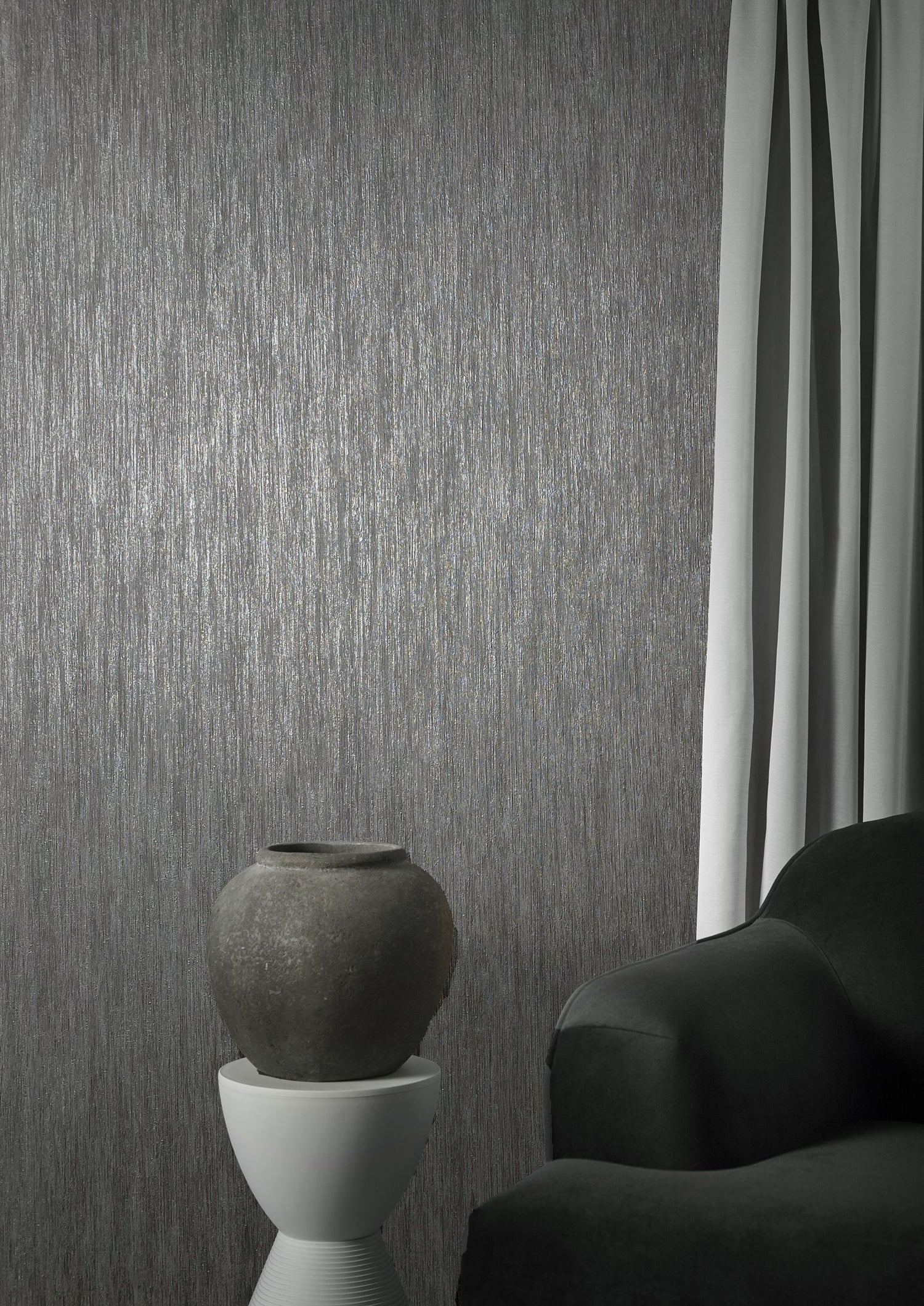 Plain Texture wallpaper in black color - pattern number AI95033 - by Galerie in the Air collection