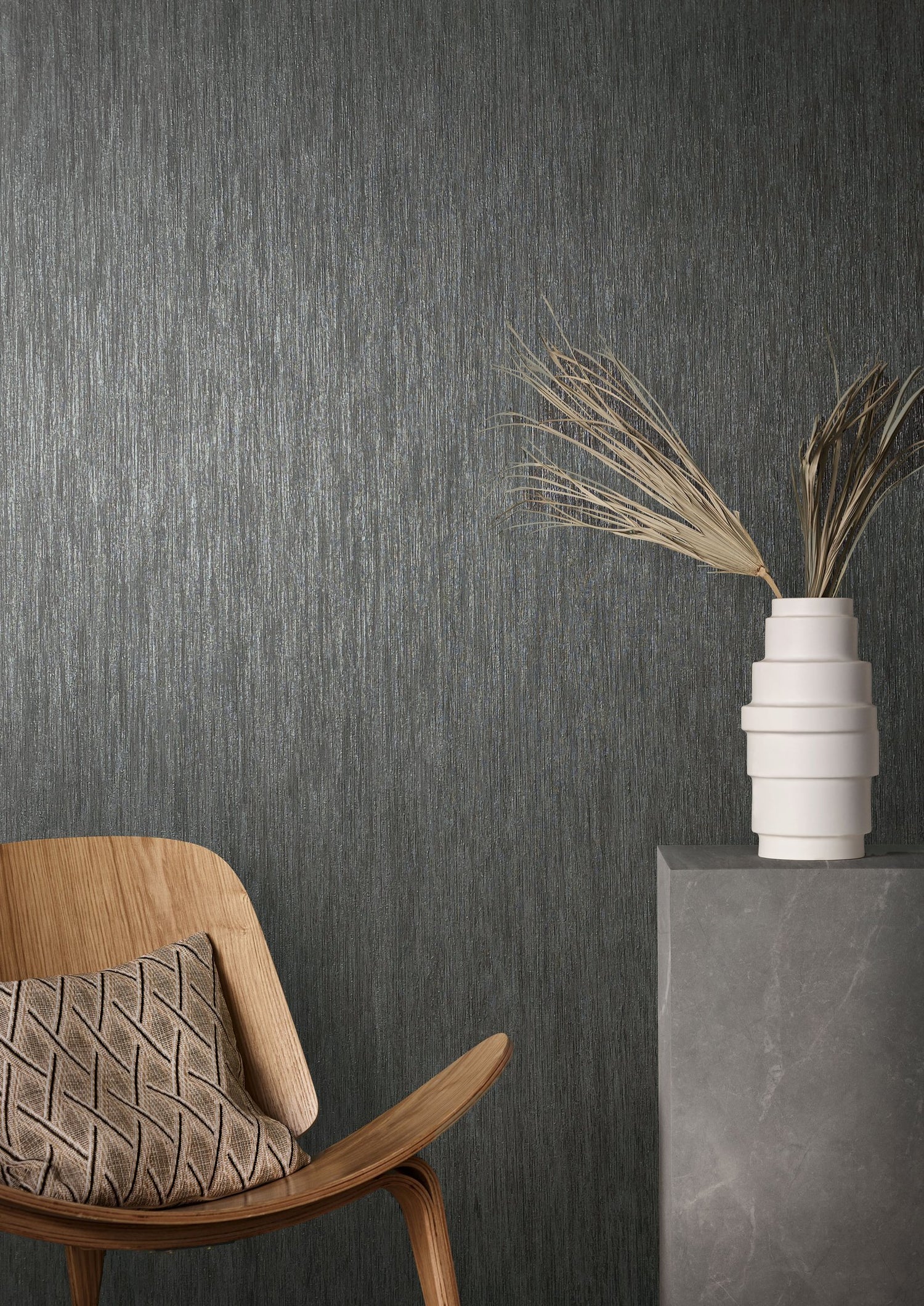 Plain Texture wallpaper in black color - pattern number AI95033 - by Galerie in the Air collection