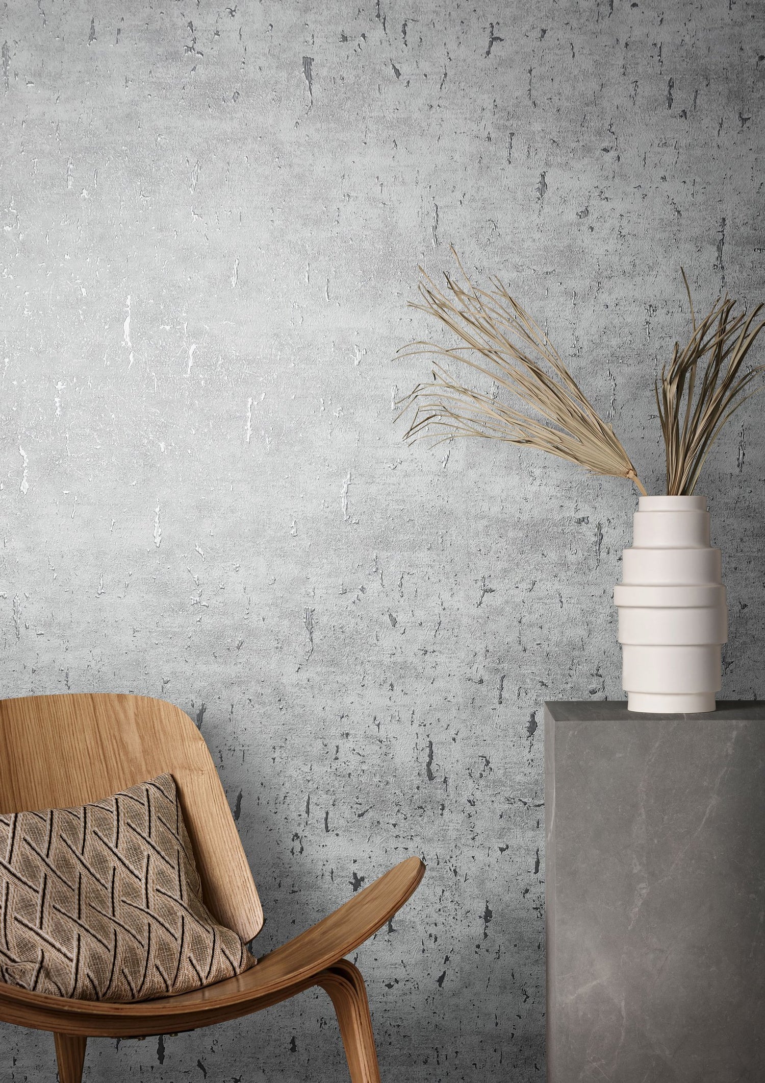 Plain Texture wallpaper in silver grey color - pattern number AI95035 - by Galerie in the Air collection