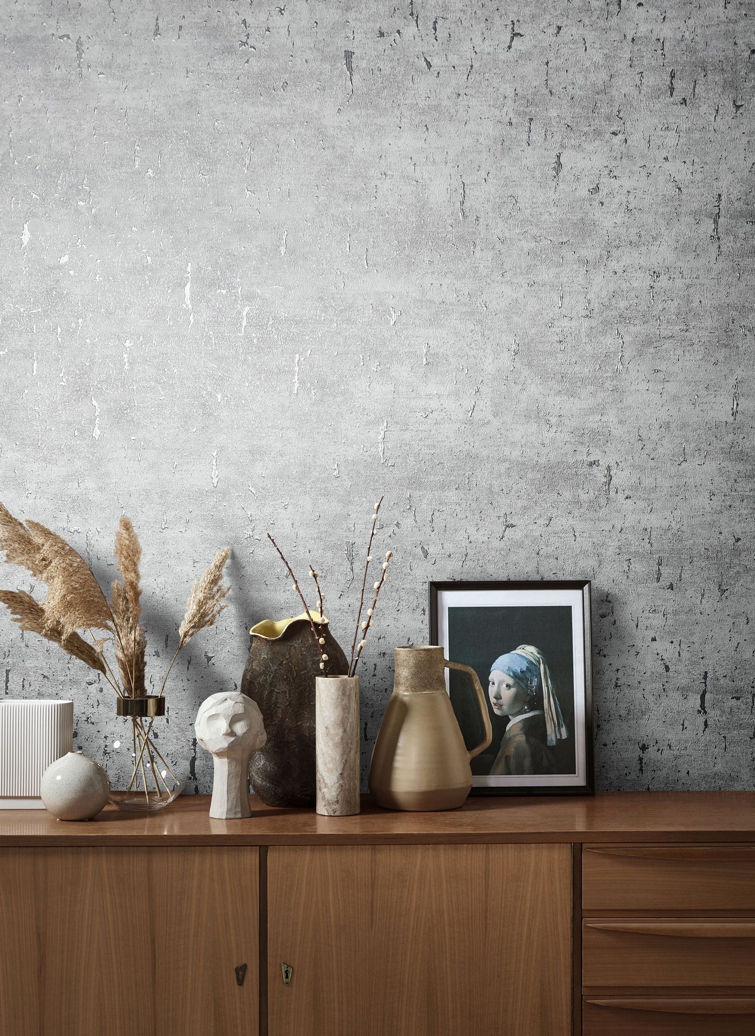 Plain Texture wallpaper in silver grey color - pattern number AI95035 - by Galerie in the Air collection