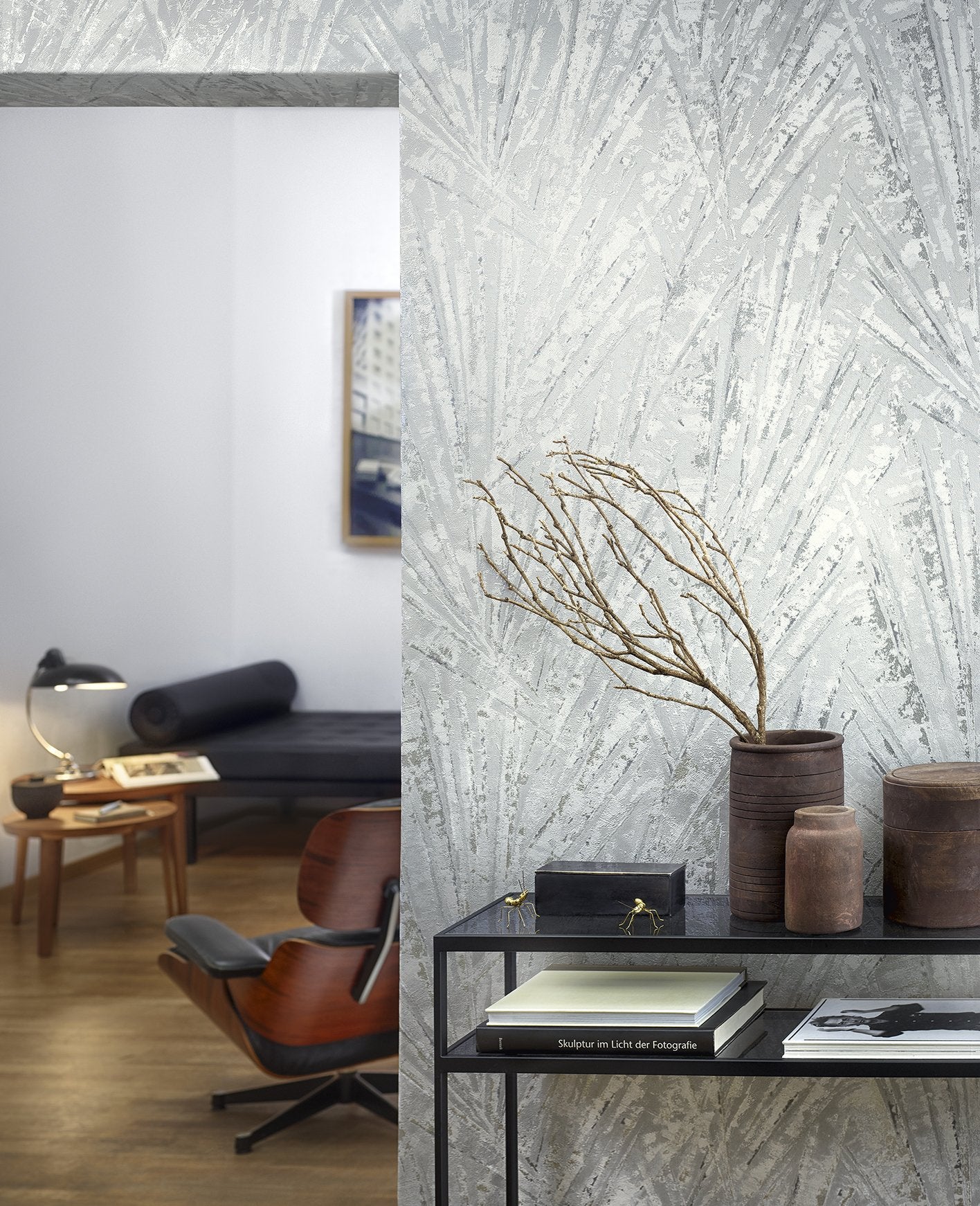 Abstract wallpaper in silver grey color - pattern number AI95036 - by Galerie in the Air collection
