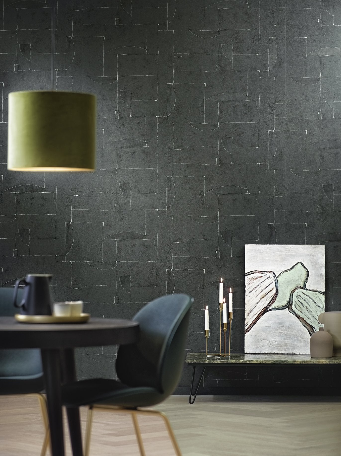 Abstract wallpaper in black color - pattern number AI95043 - by Galerie in the Air collection