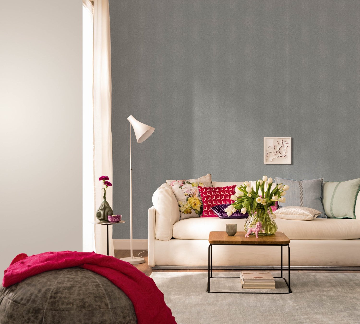 Plain Texture wallpaper in silver grey color - pattern number AI95055 - by Galerie in the Air collection