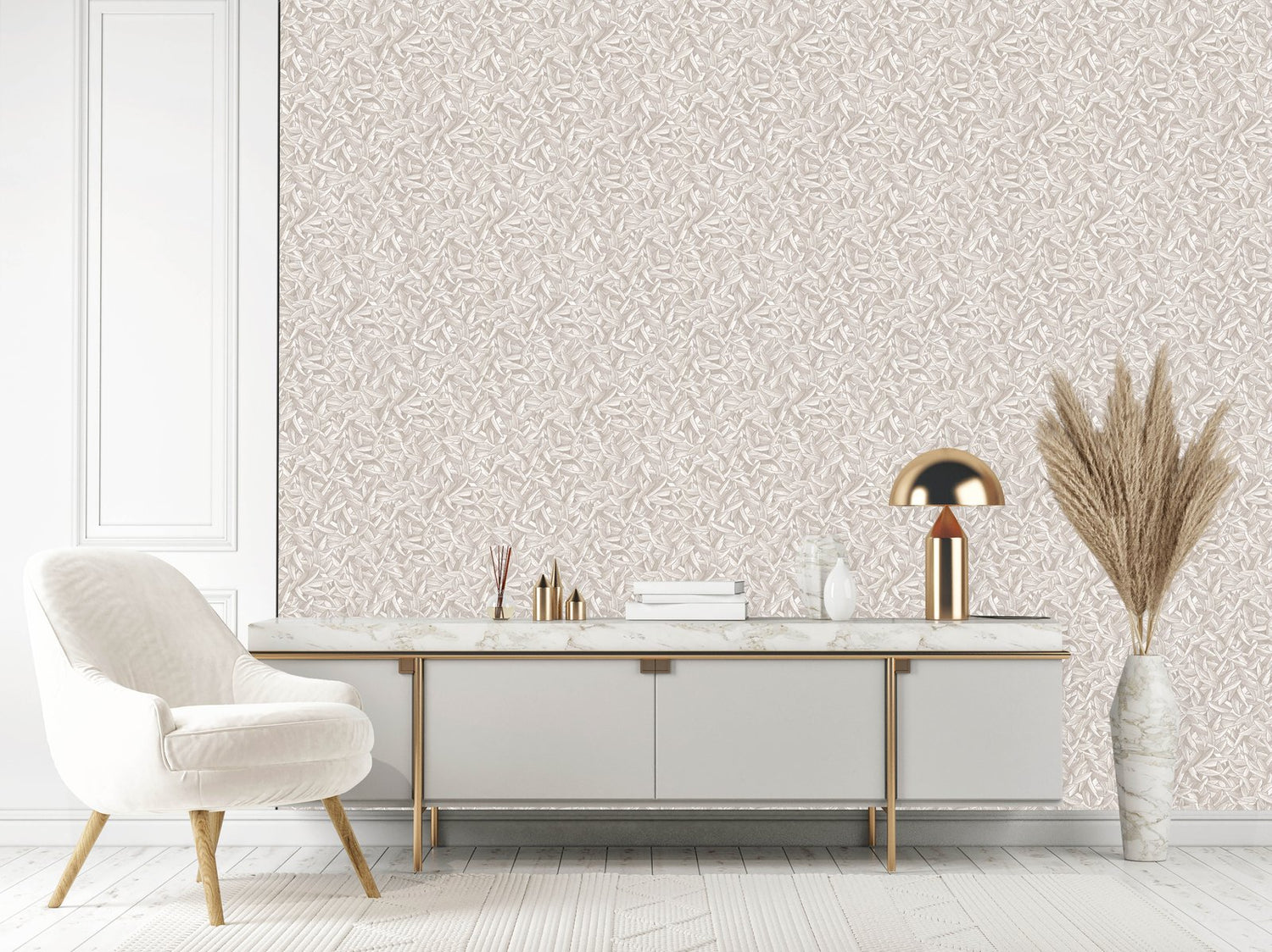 Tree Leaf wallpaper in beige color - pattern number AI95067 - by Galerie in the Air collection