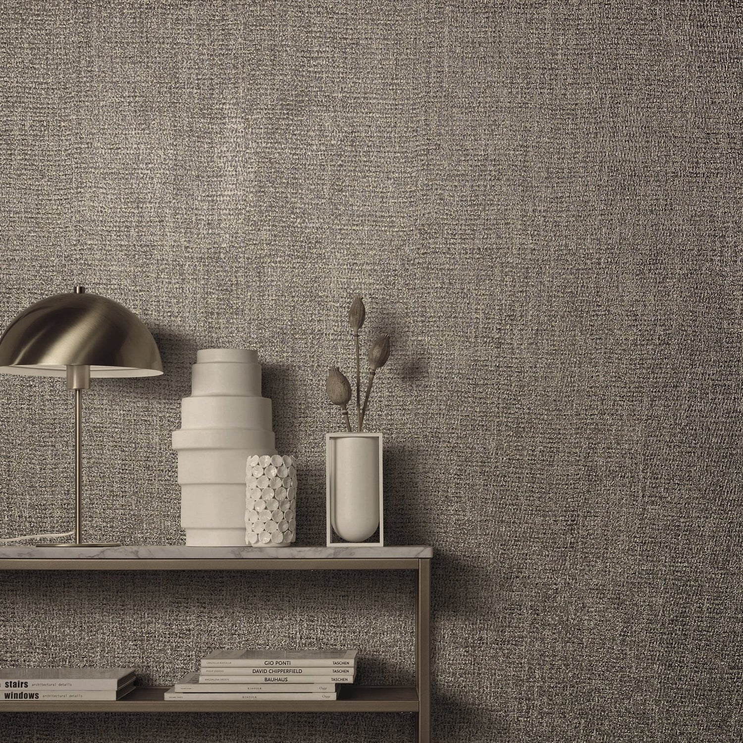 Weave wallpaper in bronze brown color - pattern number EA99118 - by Galerie in the Earth collection
