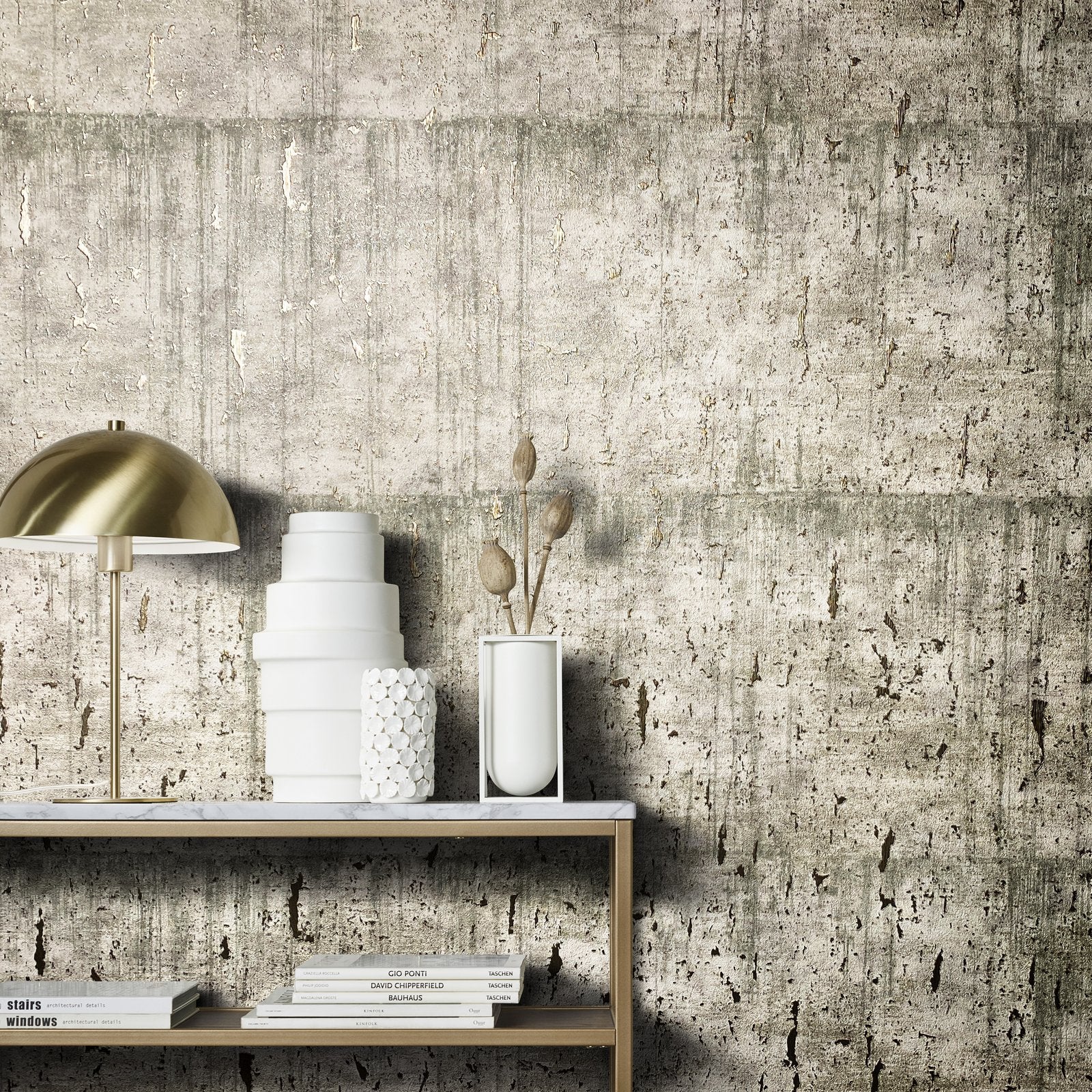 Aged Concrete wallpaper in beige color - pattern number EA99121 - by Galerie in the Earth collection