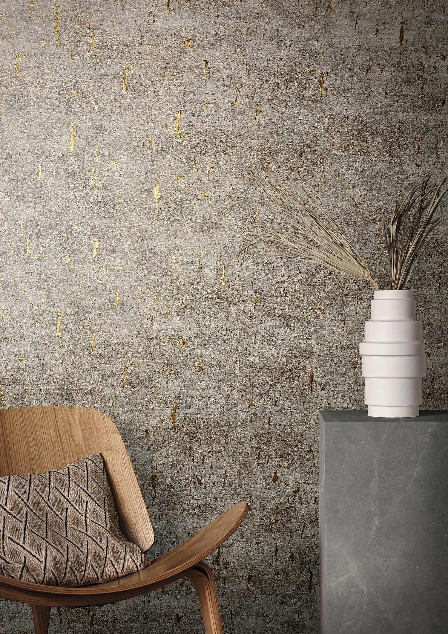 Cork wallpaper in bronze brown color - pattern number EA99125 - by Galerie in the Earth collection