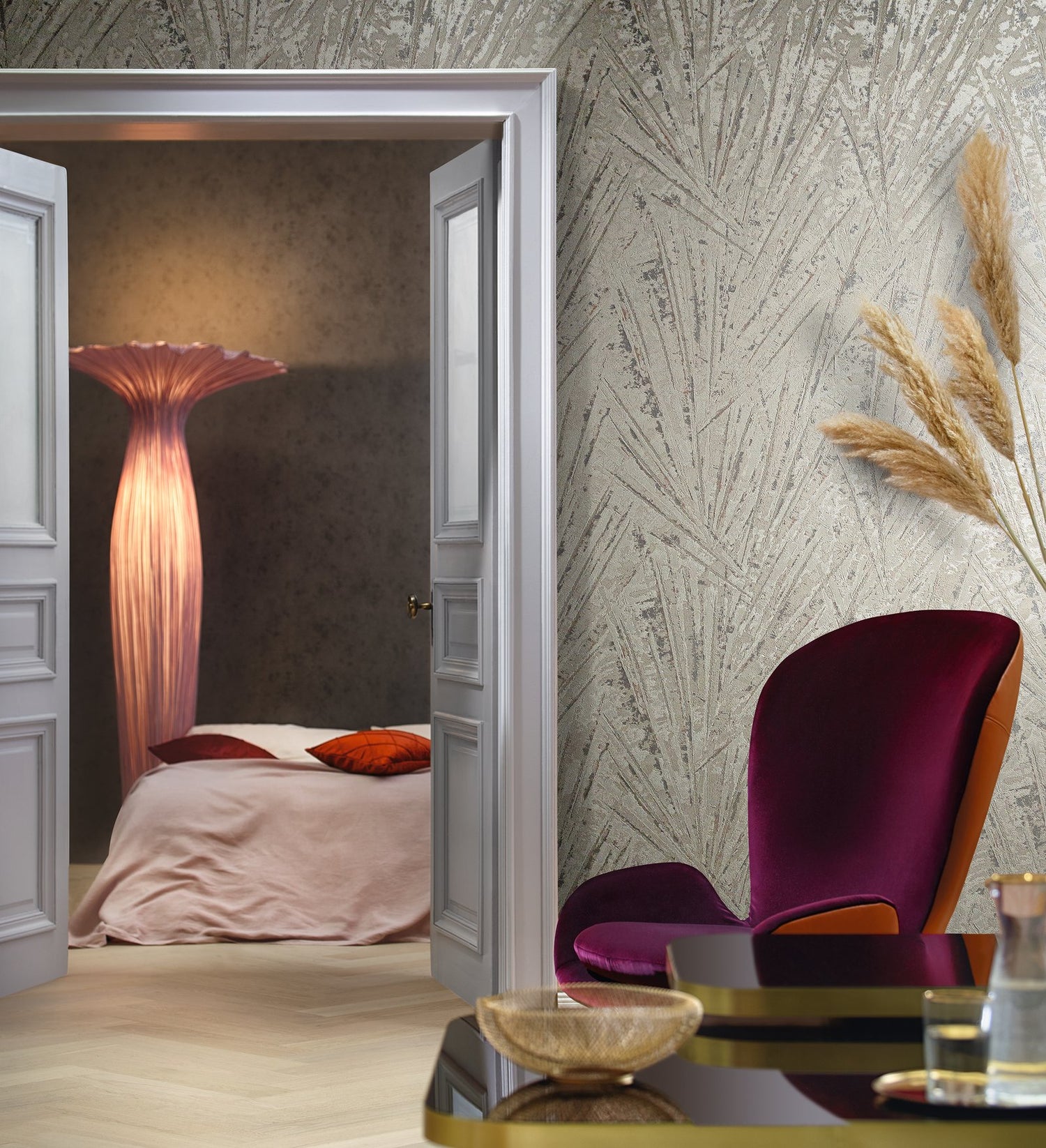 Fan Palm wallpaper in beige color - pattern number EA99126 - by Galerie in the Earth collection