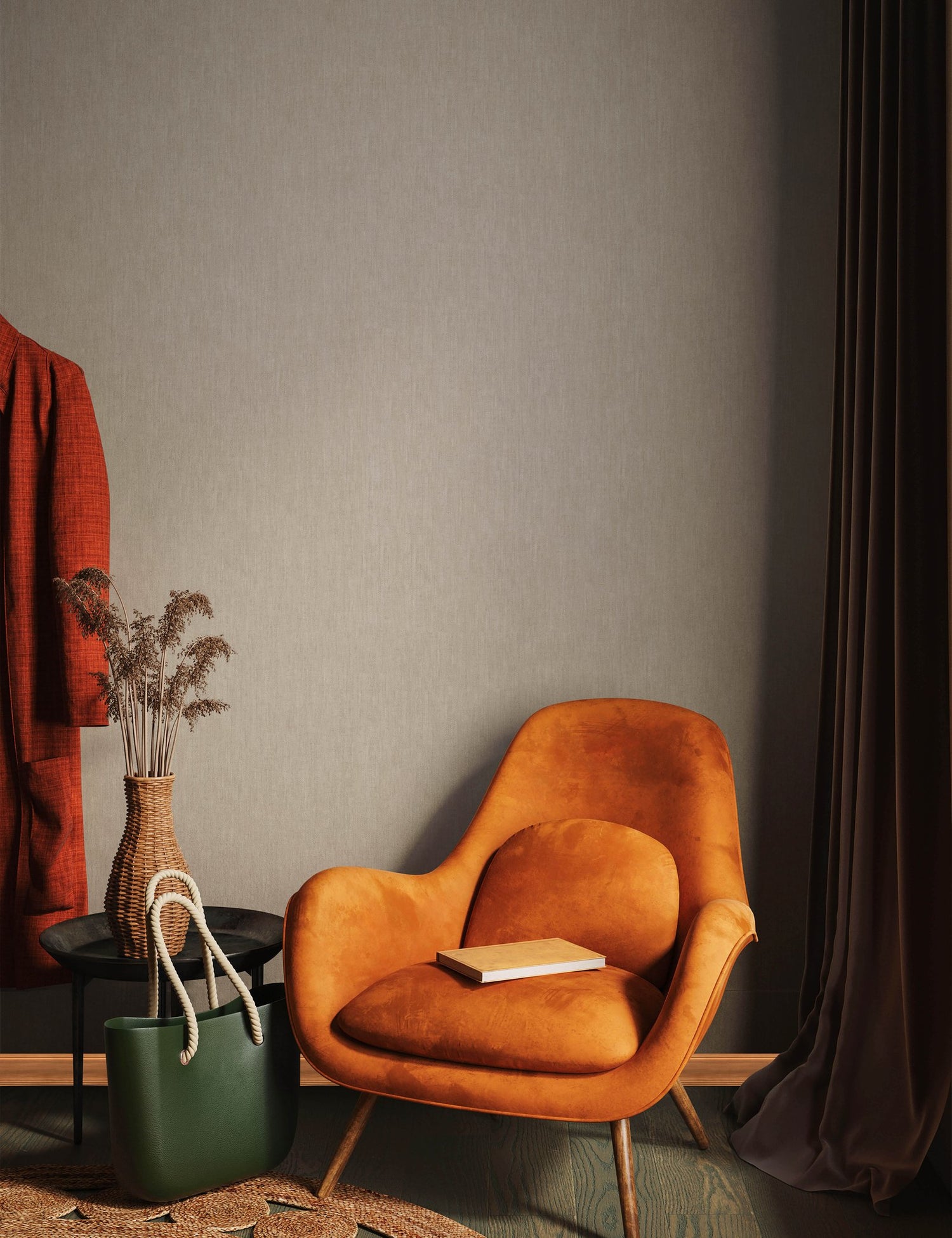 Linen wallpaper in beige color - pattern number EA99168 - by Galerie in the Earth collection