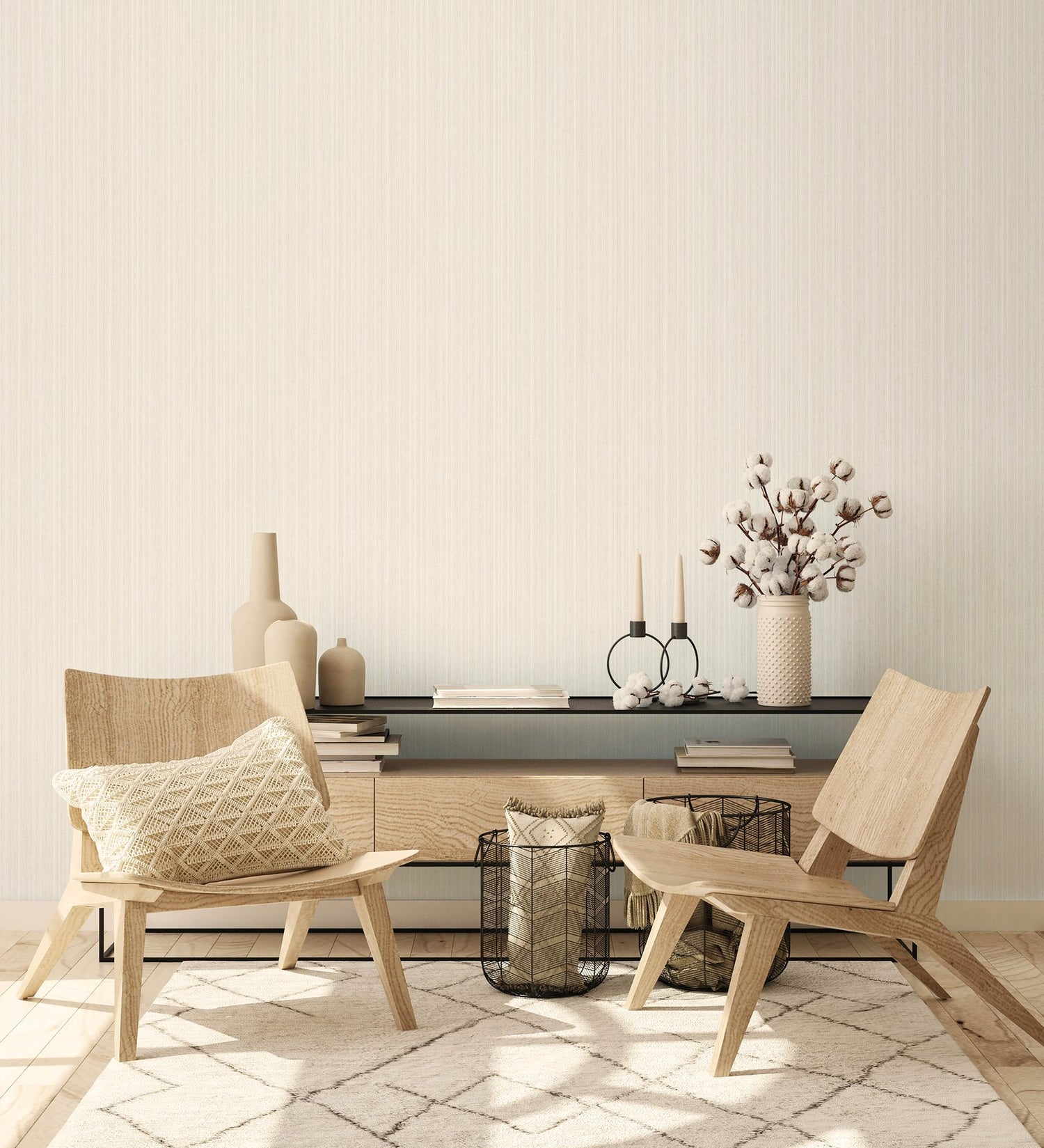 Silk Stripe wallpaper in beige color - pattern number EA99182 - by Galerie in the Earth collection
