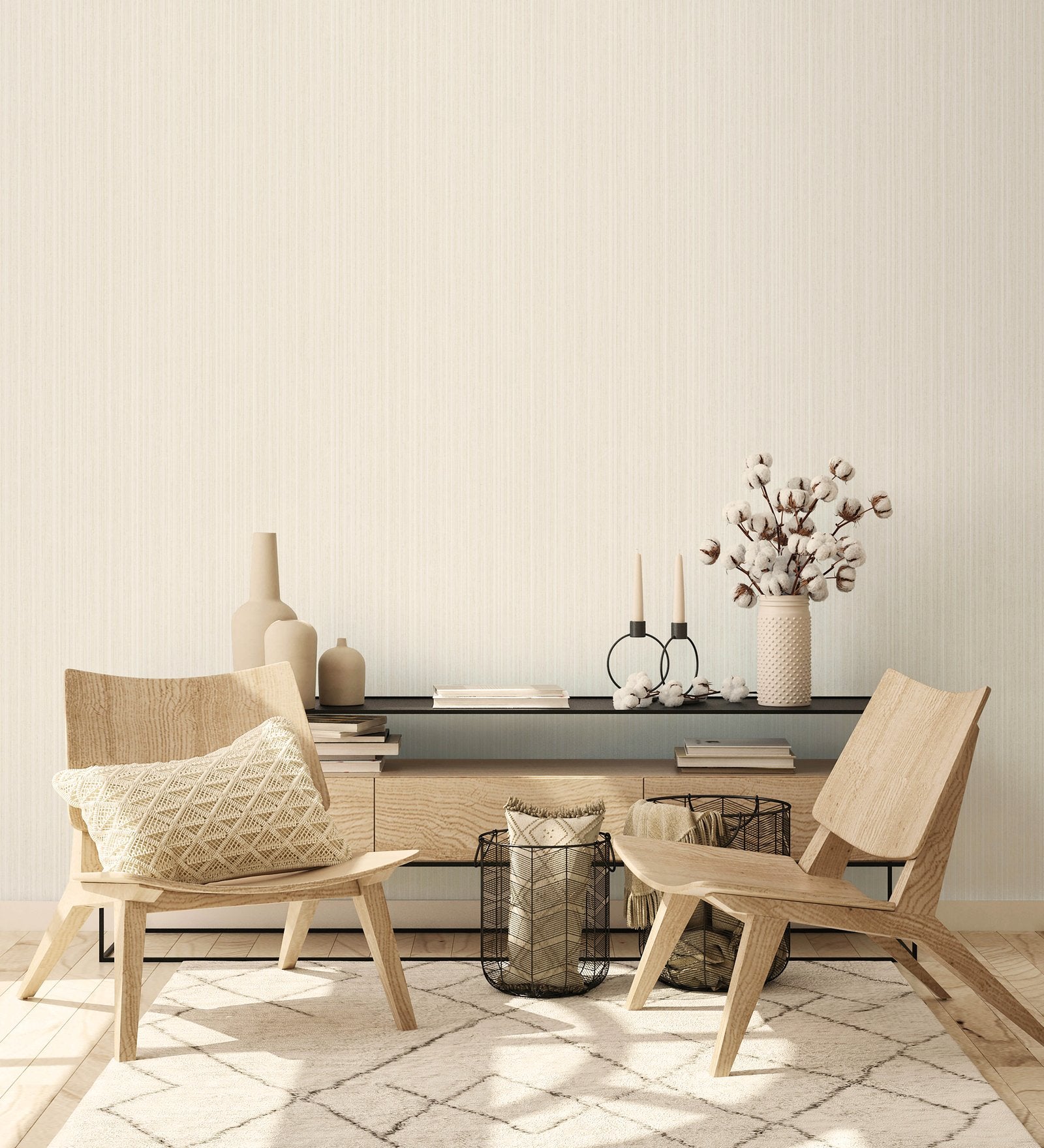 Silk Stripe wallpaper in beige color - pattern number EA99182 - by Galerie in the Earth collection