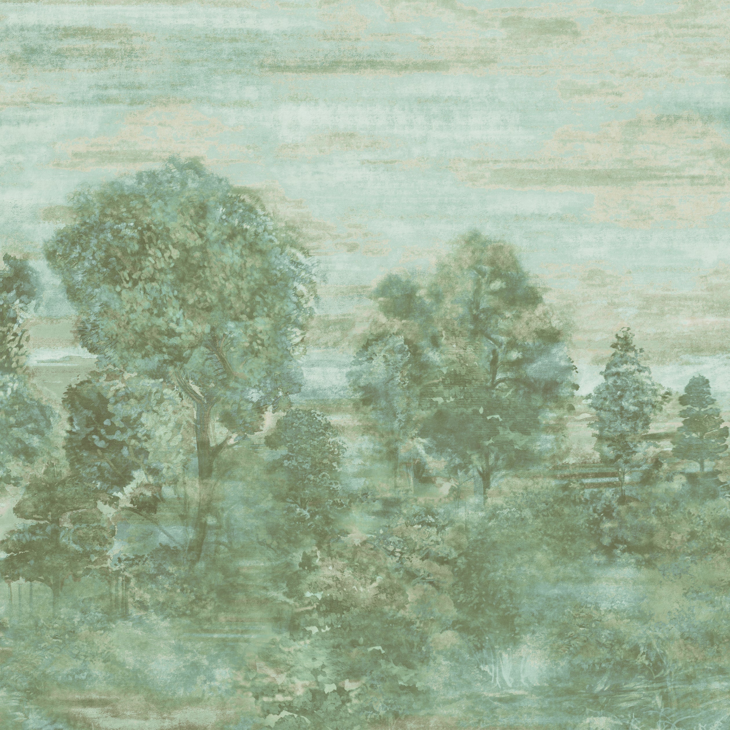 Shakespreare 3 Panel mural in green color - pattern number 9937 - by Armani Casa in the Inspired Moods collection