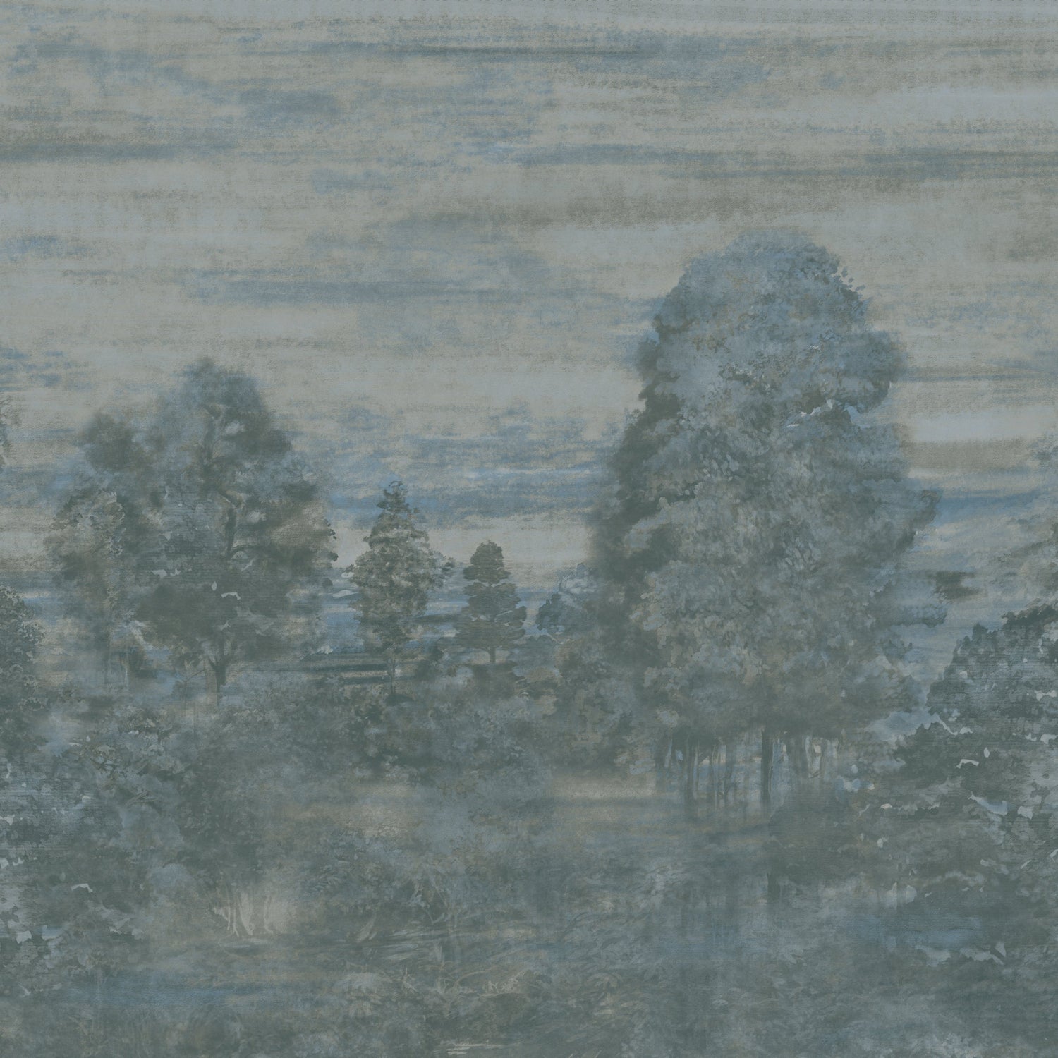 Shakespreare 6 Panel mural in blue color - pattern number 9939 - by Armani Casa in the Inspired Moods collection