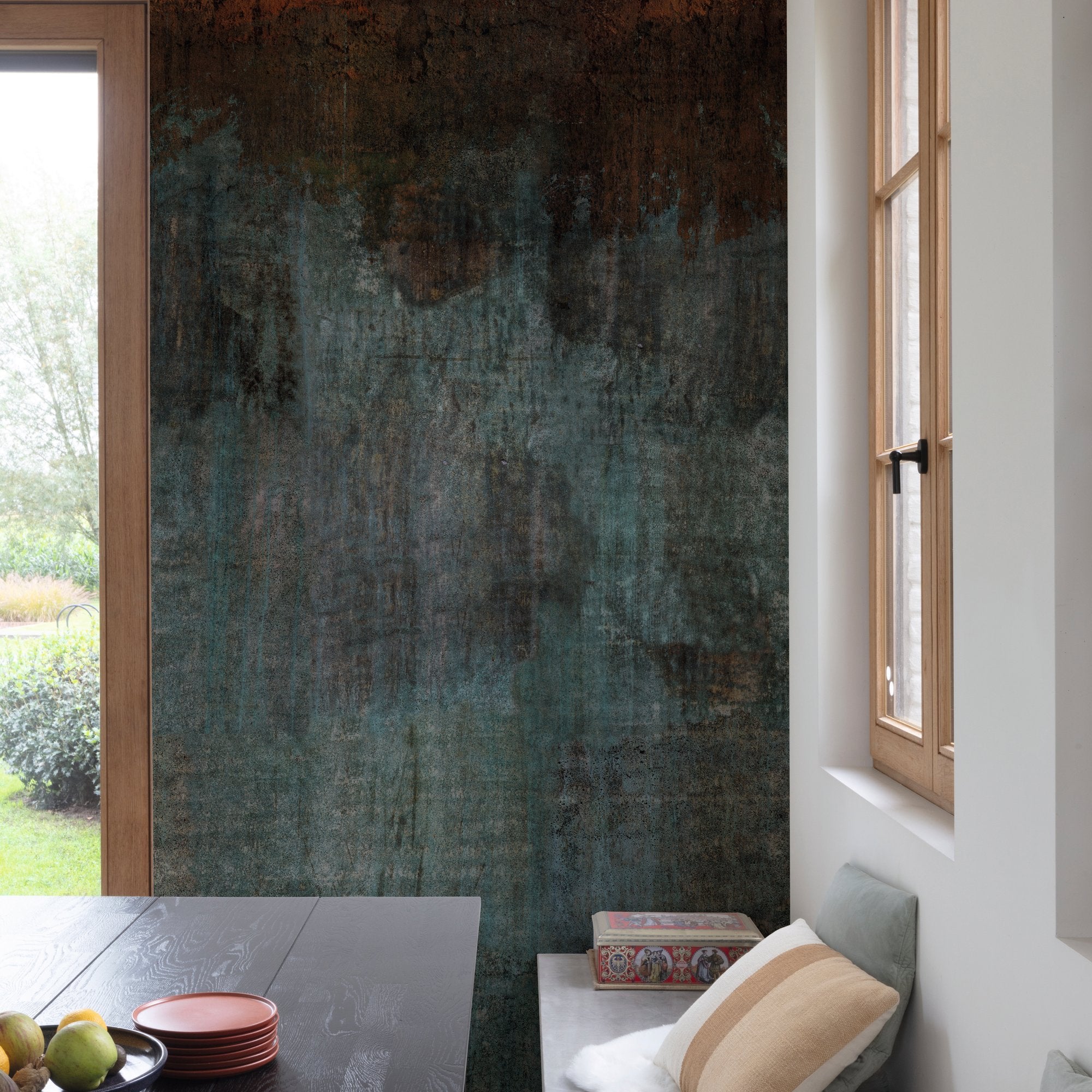 Concrete Plain 3 Panel Mural in multi-colored color - pattern number A43101 - by Grandeco in the Orom II collection