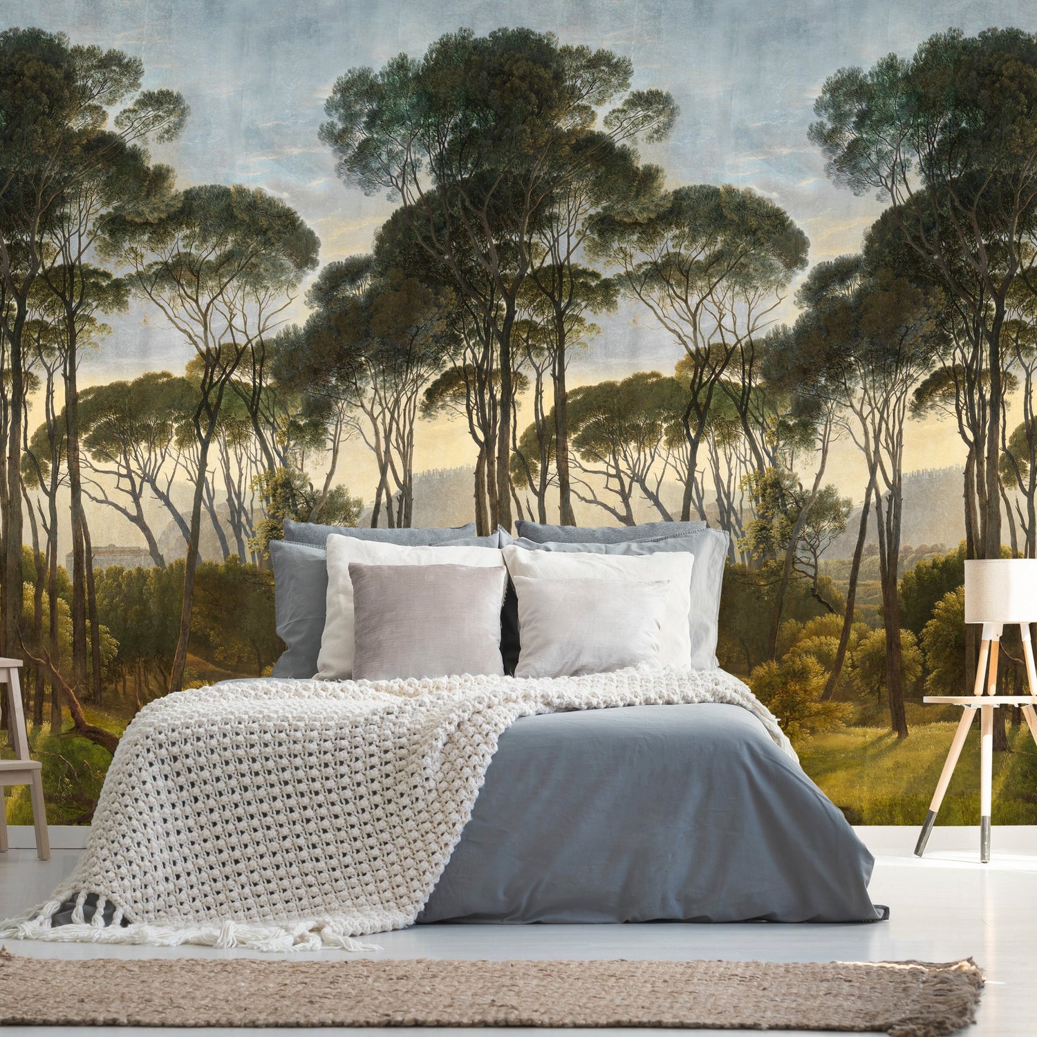 Photographic All-over Print 3 Panel Mural in green color - pattern number A46301 - by Grandeco in the Orom II collection