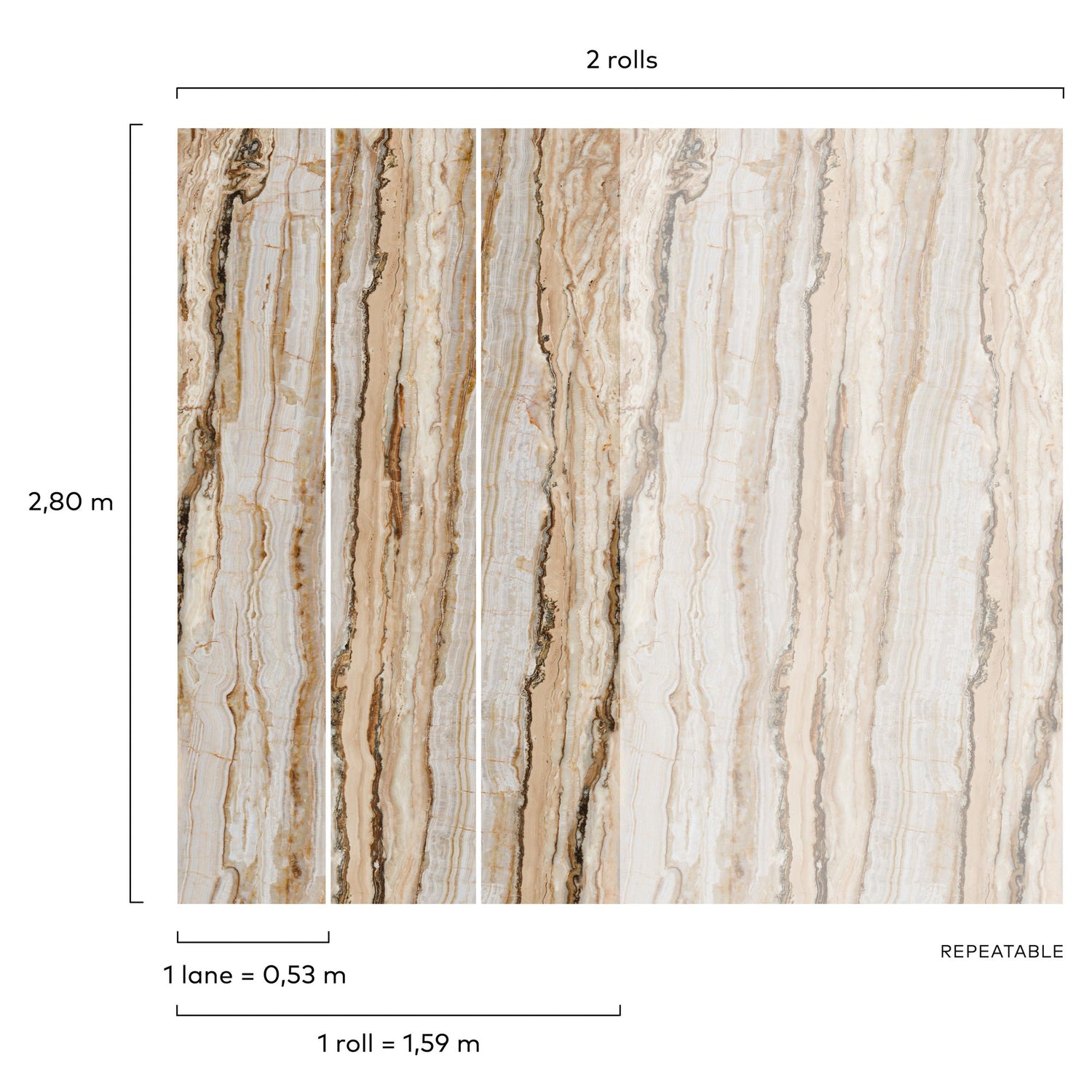 Photographic All-over Print 3 Panel Mural in brown color - pattern number A50801 - by Grandeco in the Orom II collection