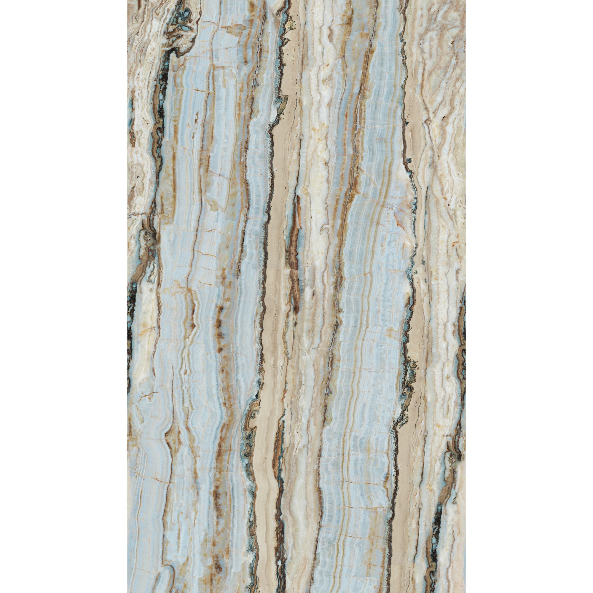 Photographic All-over Print 3 Panel Mural in blue color - pattern number A50802 - by Grandeco in the Orom II collection