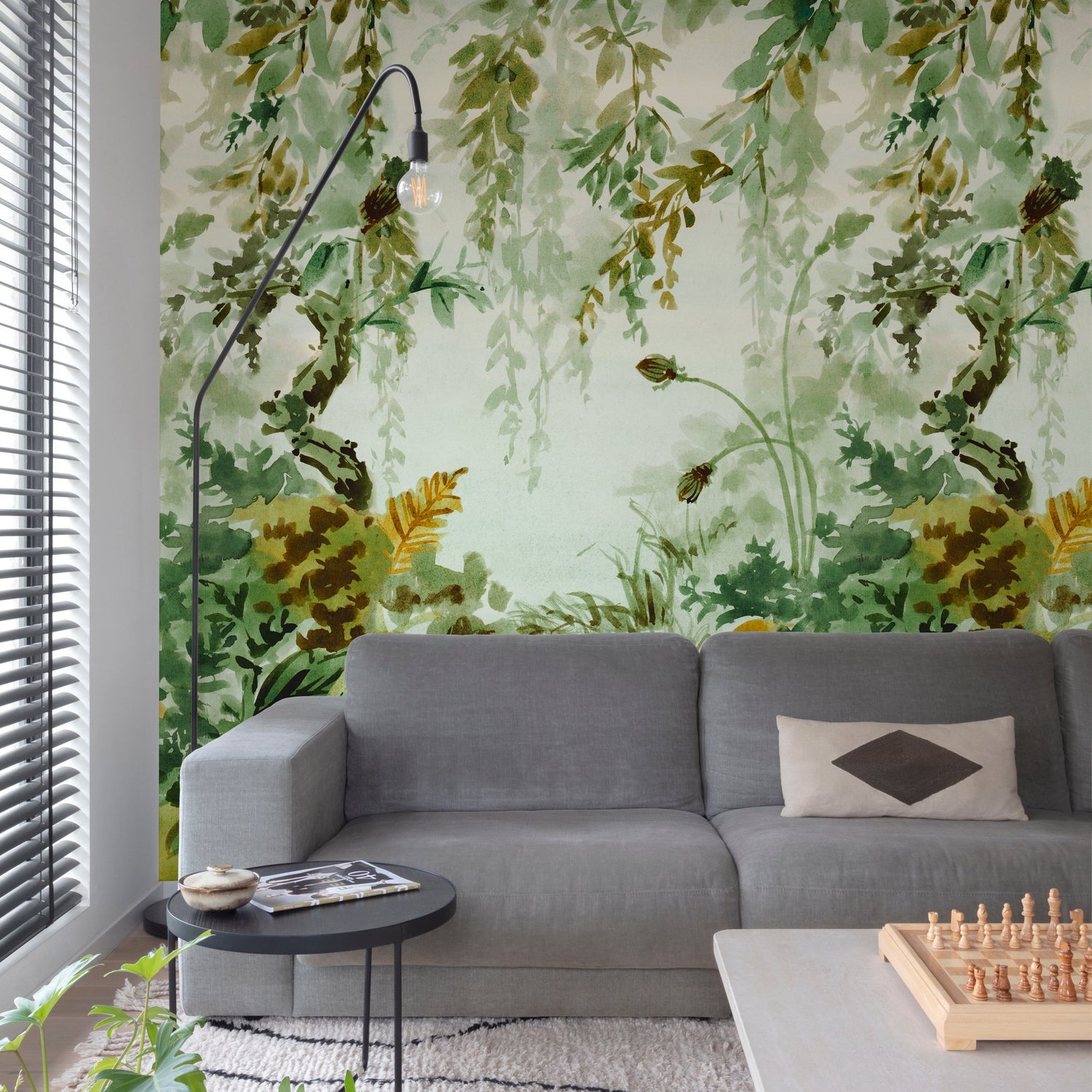 Photographic All-over Print 3 Panel Mural in green color - pattern number A52201 - by Grandeco in the Orom II collection