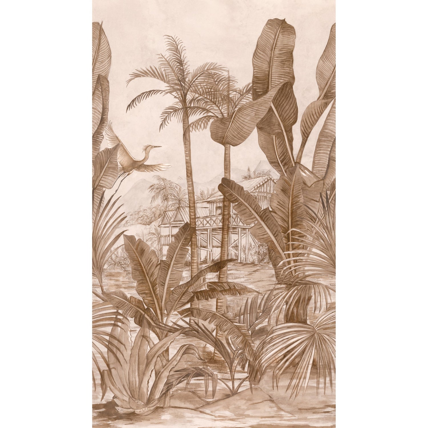 Tropical Motive 3 Panel Mural in pink color - pattern number A53501 - by Grandeco in the Orom II collection