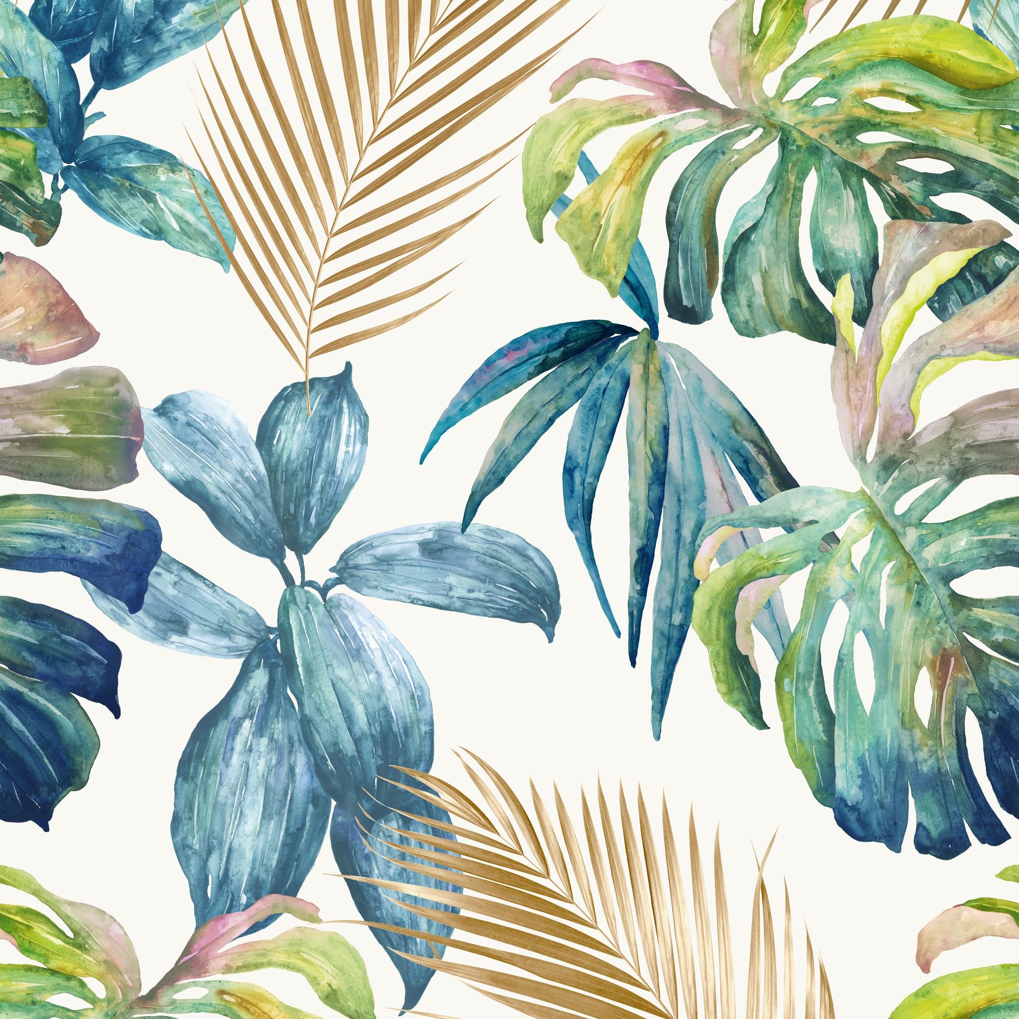Tropical Motive 3 Panel Mural in multi-colored color - pattern number A54501 - by Grandeco in the Orom II collection
