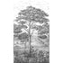 Branched Leaves Motive 3 Panel Mural in black color - pattern number A56702 - by Grandeco in the Orom II collection