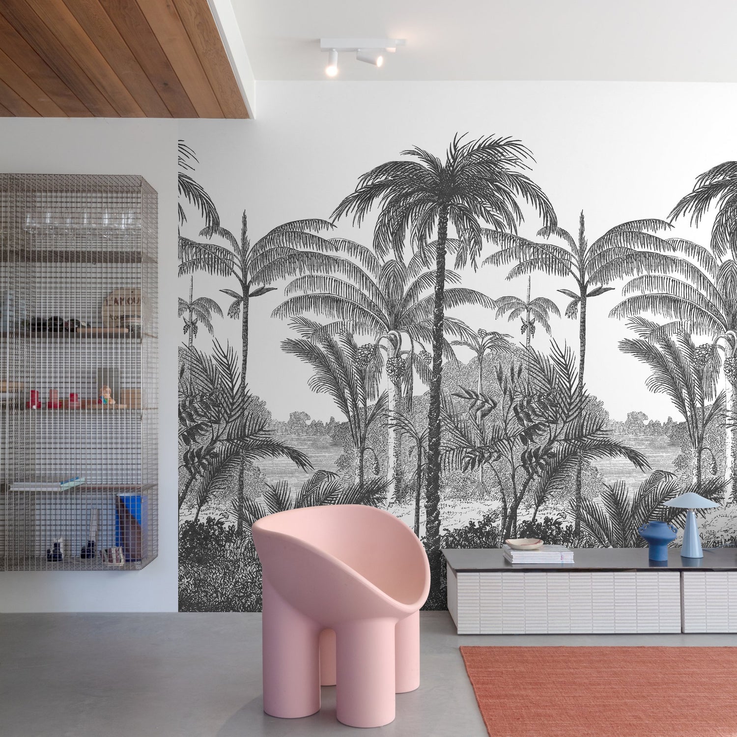 Trees Motive 3 Panel Mural in black color - pattern number A58201 - by Grandeco in the Orom II collection
