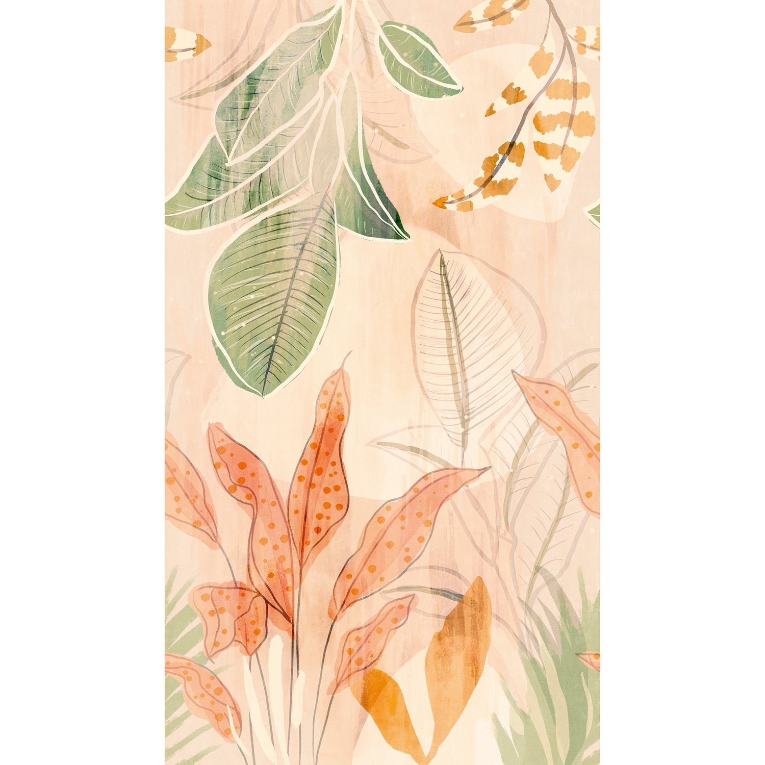 Stylish floral Motifs 3 Panel Mural in orange color - pattern number A60701 - by Grandeco in the Orom II collection