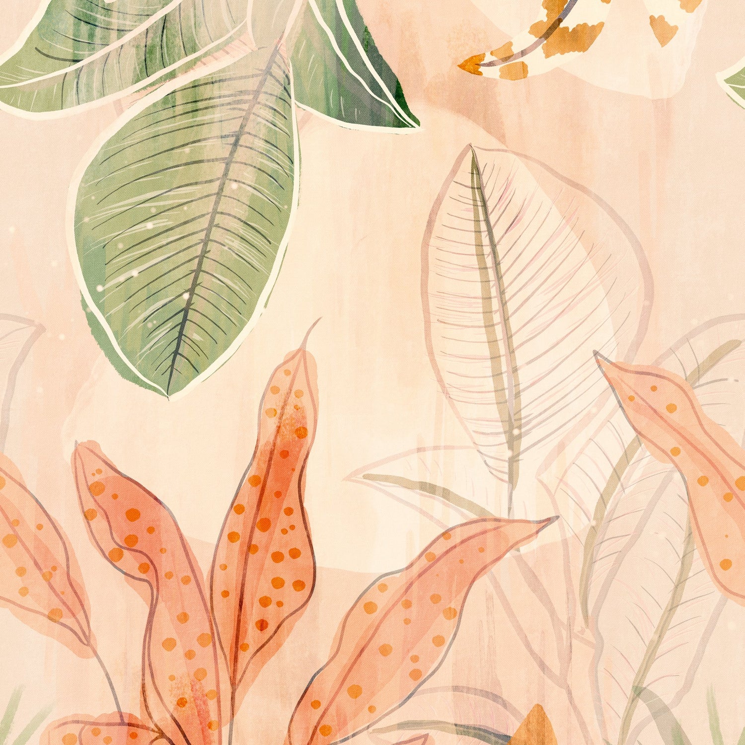 Stylish floral Motifs 3 Panel Mural in orange color - pattern number A60701 - by Grandeco in the Orom II collection