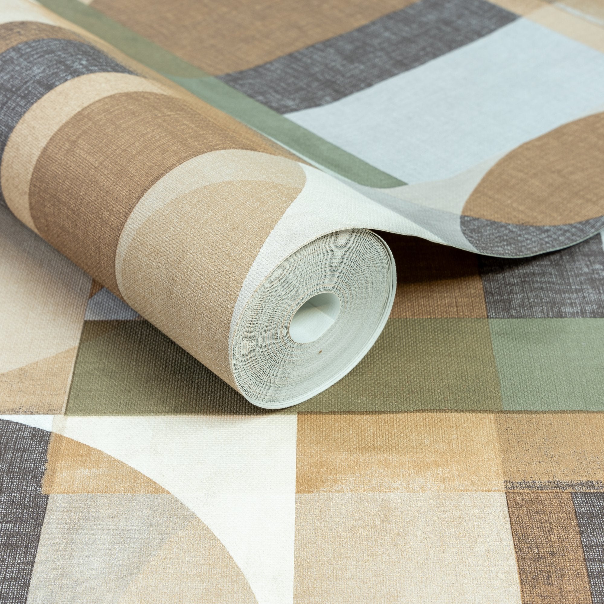 Geometric Motives Wallpaper in green color - pattern number ARA64903 - by Grandeco in the Arcadia collection