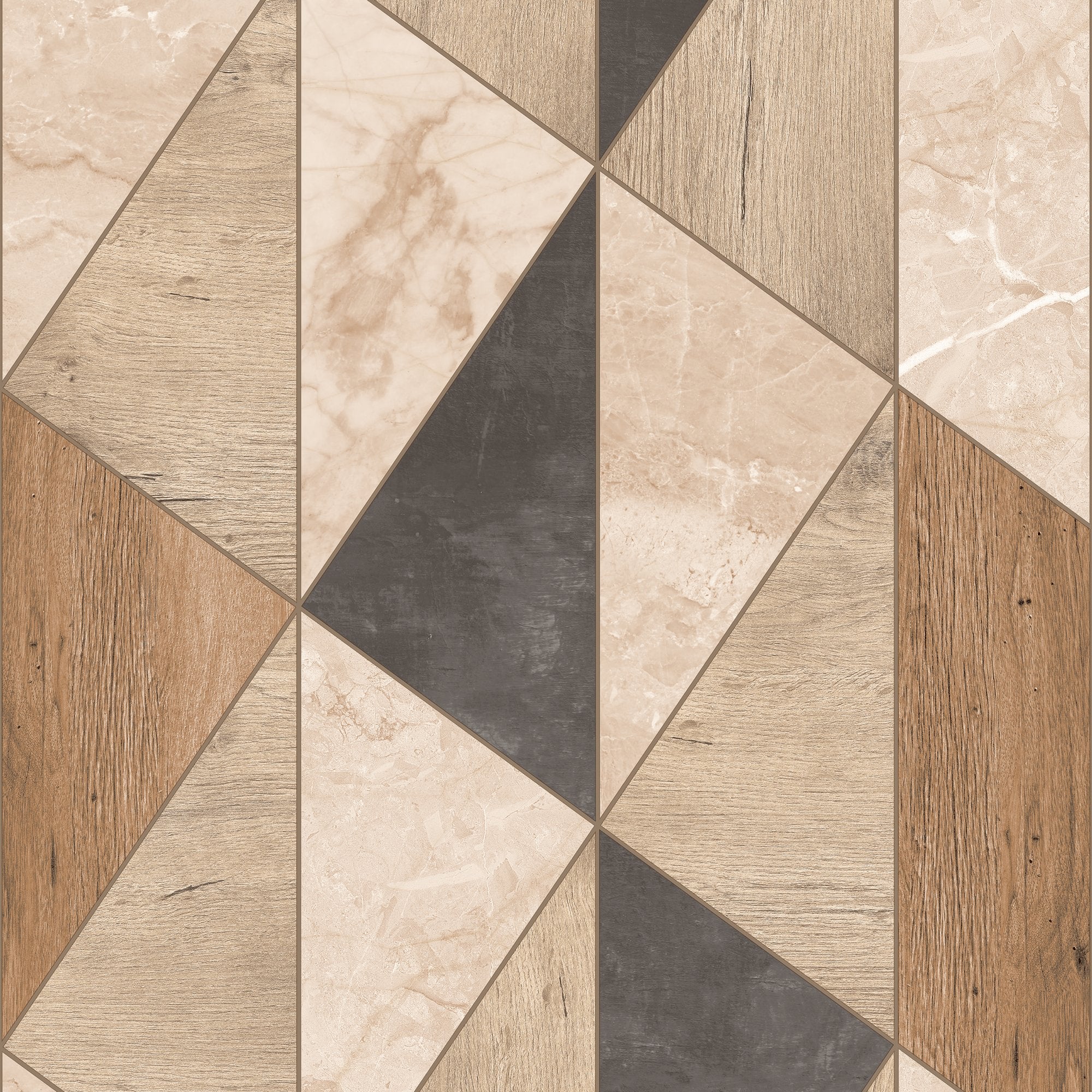 Geometric All-over Wallpaper in brown color - pattern number ARA65103 - by Grandeco in the Arcadia collection