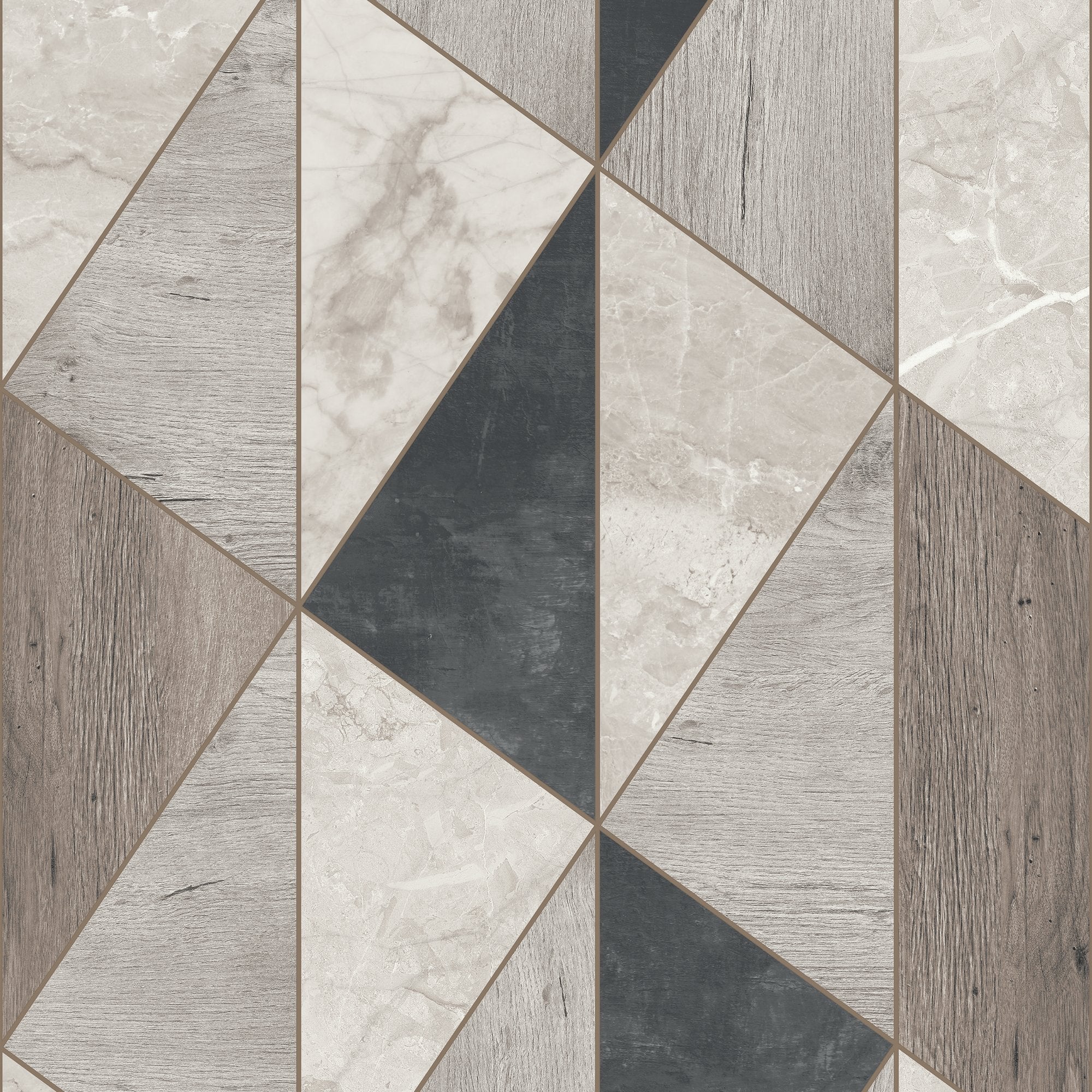 Geometric All-over Wallpaper in grey color - pattern number ARA65104 - by Grandeco in the Arcadia collection