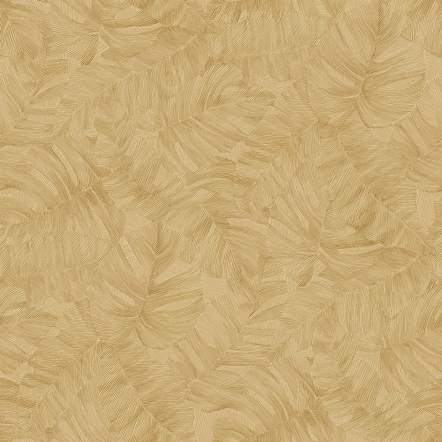 Branched Leaves Motive Wallpaper in gold color - pattern number KRA67602 - by Grandeco in the Karuna collection
