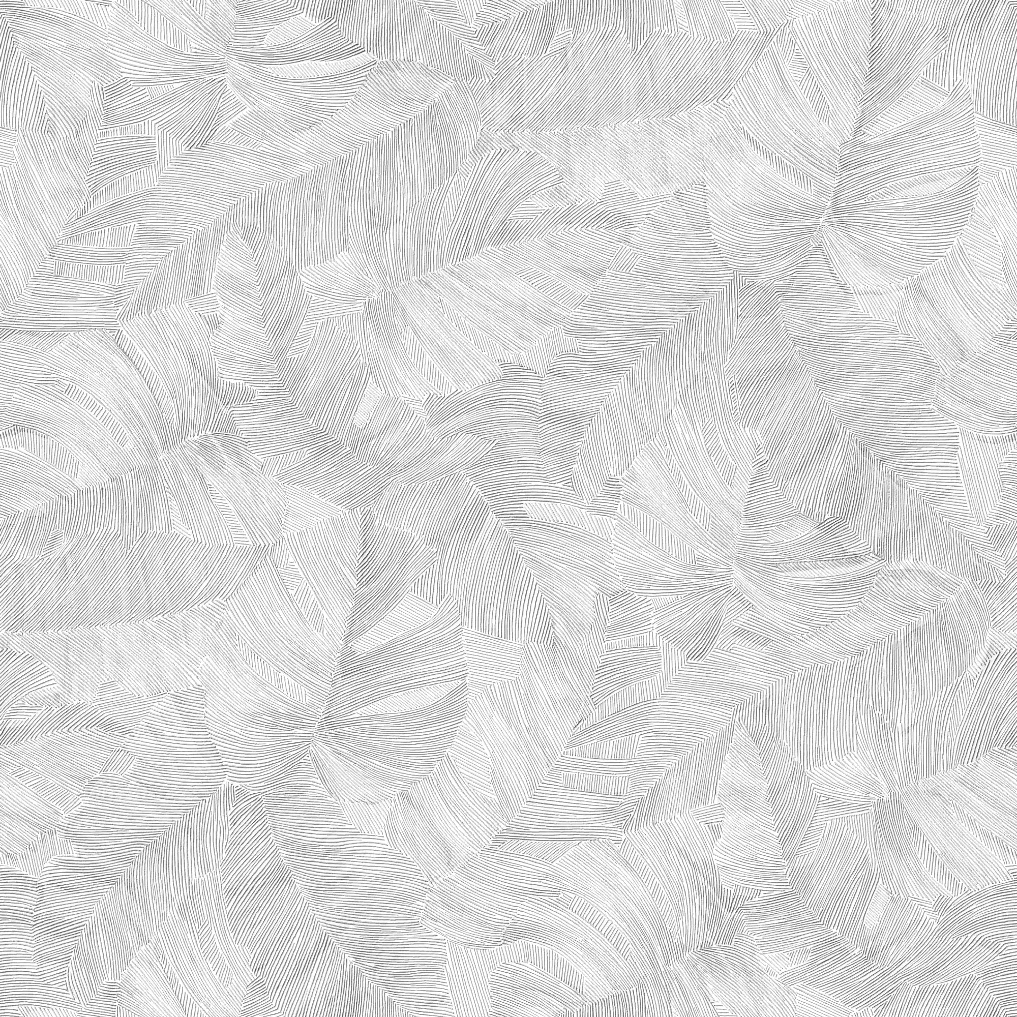 Branched Leaves Motive Wallpaper in white color - pattern number KRA67603 - by Grandeco in the Karuna collection