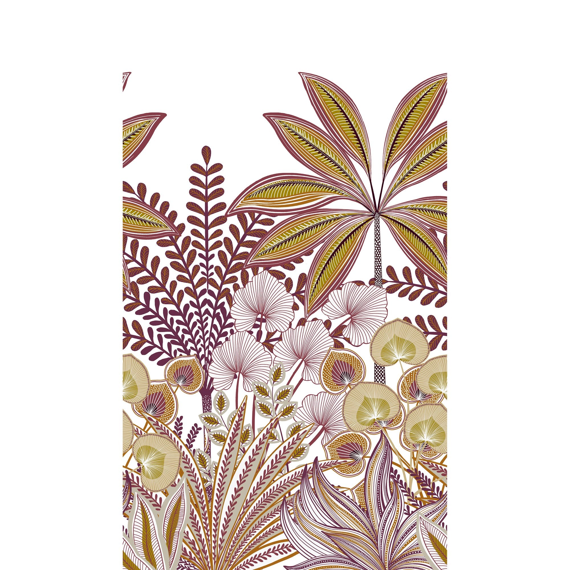 Decorative motives 3 Panel Mural in purple lilac color - pattern number A67701 - by Grandeco in the Orom II collection