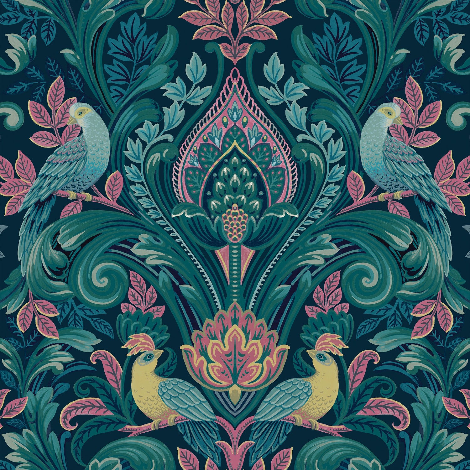 Medallion All-over Print Wallpaper in blue color - pattern number ARA67801 - by Grandeco in the Arcadia collection