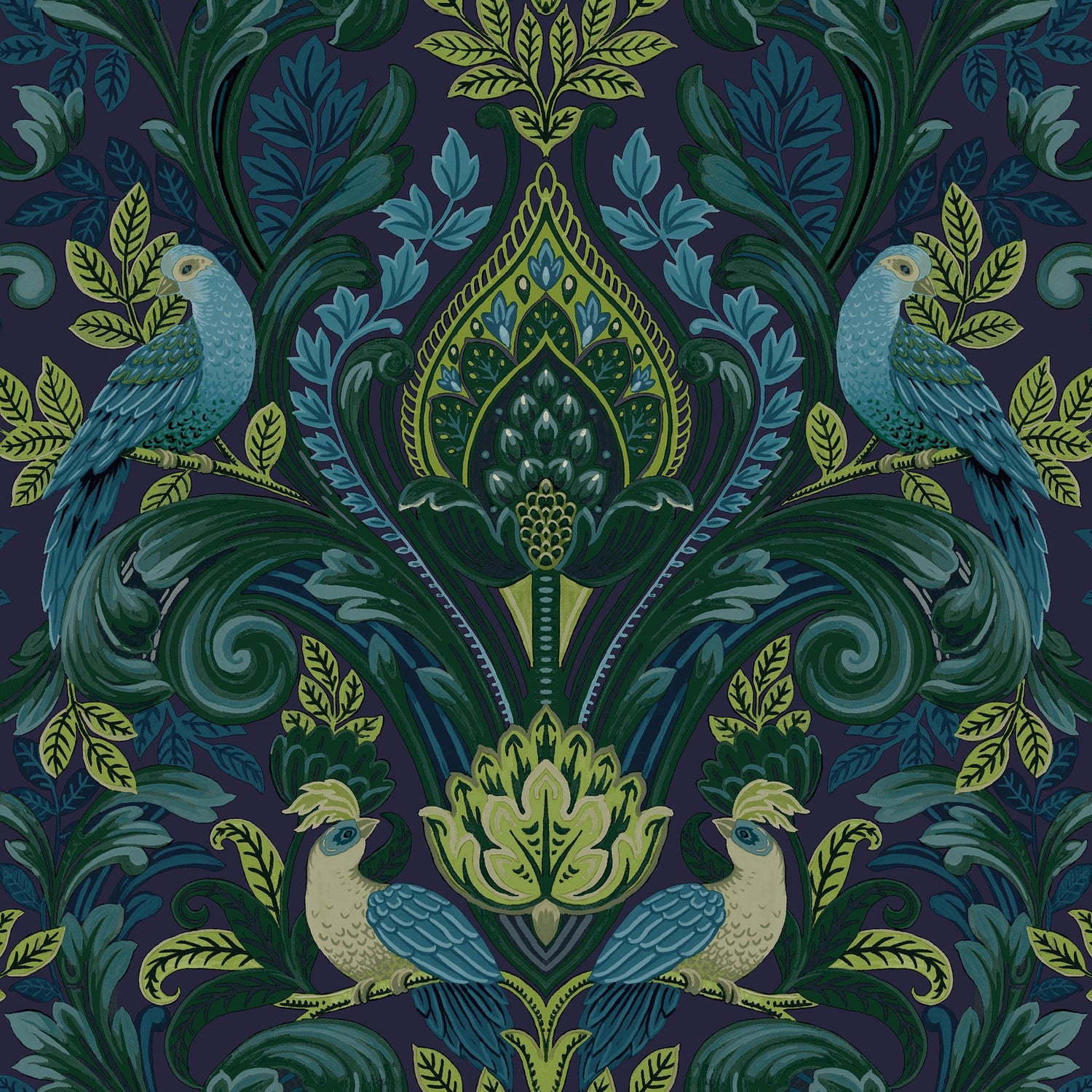 Medallion All-over Print Wallpaper in blue color - pattern number ARA67802 - by Grandeco in the Arcadia collection