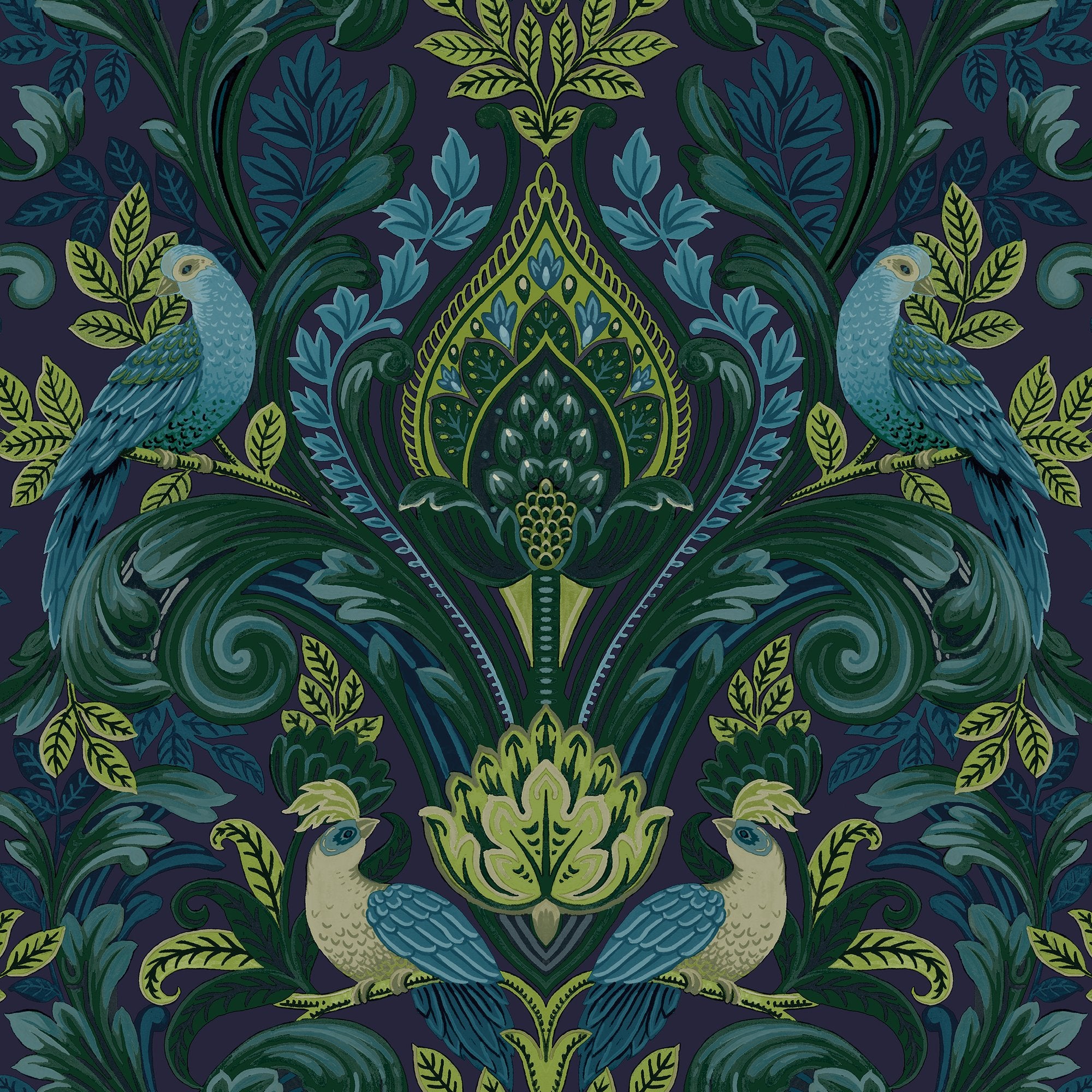 Medallion All-over Print Wallpaper in blue color - pattern number ARA67802 - by Grandeco in the Arcadia collection