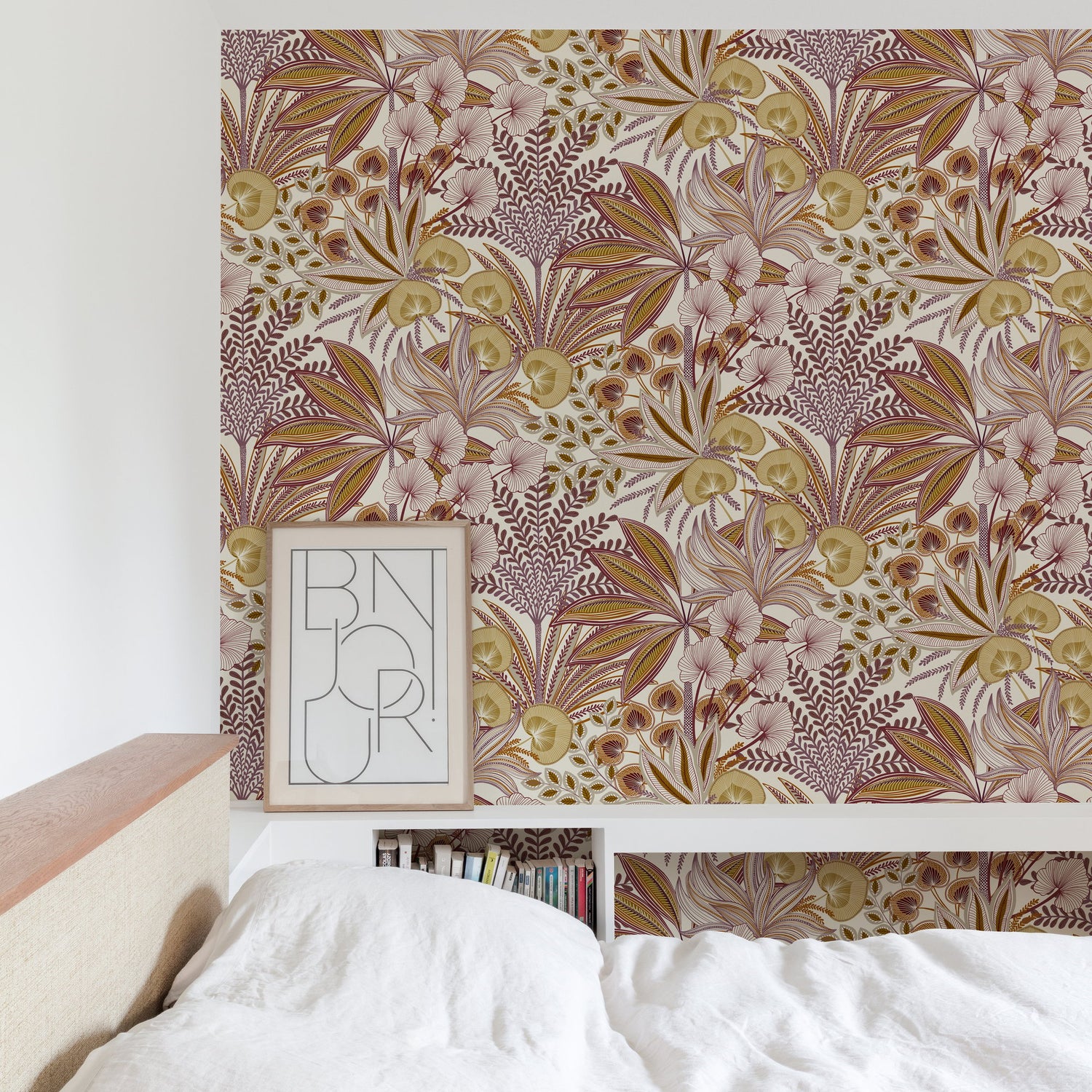 Branched Leaves All-over Wallpaper in red color - pattern number KRA69001 - by Grandeco in the Karuna collection