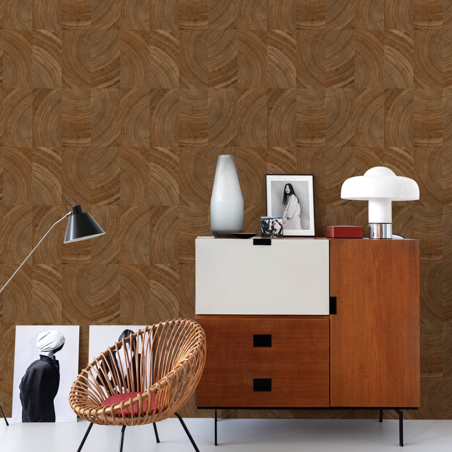 Photographic Motive Wallpaper in brown color - pattern number KRA69101 - by Grandeco in the Karuna collection