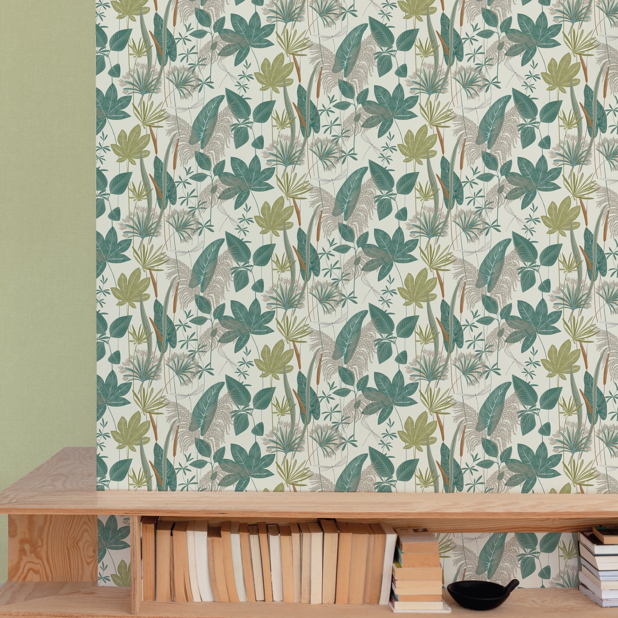 Branched Leaves All-over Wallpaper in green color - pattern number ARA70702 - by Grandeco in the Arcadia collection