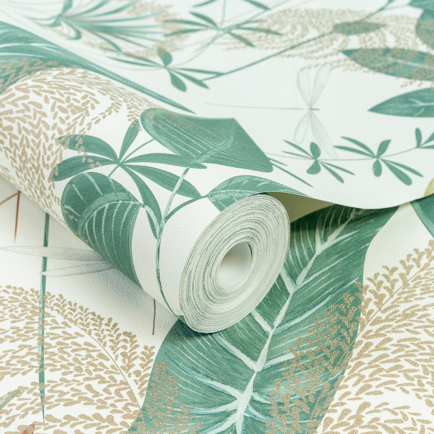 Branched Leaves All-over Wallpaper in green color - pattern number ARA70702 - by Grandeco in the Arcadia collection