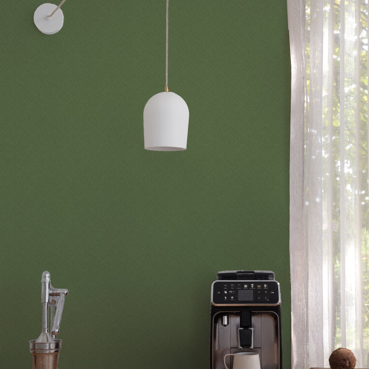 Textile Plain Wallpaper in green color - pattern number ARA70802 - by Grandeco in the Arcadia collection